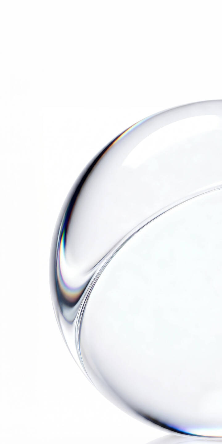 The elegant curve of a transparent glass sphere, subtly refracting light with iridescent streaks, floats against a pure white backdrop in this serene 4K wallpaper. This calming minimalist wallpaper is an ideal choice for a sophisticated iPhone display. | iphone abstract minimalist wallpaper mobile white aesthetic 4k wallpaper hd wallpaper light refraction glass sphere transparent object The elegant curve of a transparent glass sphere, subtly refracting light with iridescent streaks, floats against a pure white backdrop in this serene 4K wallpaper. This calming minimalist wallpaper is an ideal choice for a sophisticated iPhone display.
