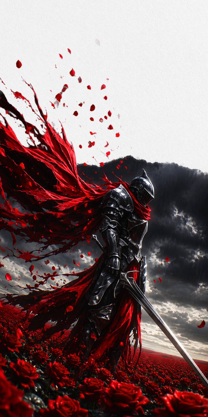 Vibrant red roses bloom endlessly as a dark armored knight with a flowing crimson cloak stands solemn, a gleaming sword at his side, creating an epic 4K wallpaper that perfectly enhances your iPhone. | red armor knight iphone fantasy wallpaper dark knight mobile roses 4k wallpaper hd wallpaper epic Vibrant red roses bloom endlessly as a dark armored knight with a flowing crimson cloak stands solemn, a gleaming sword at his side, creating an epic 4K wallpaper that perfectly enhances your iPhone.