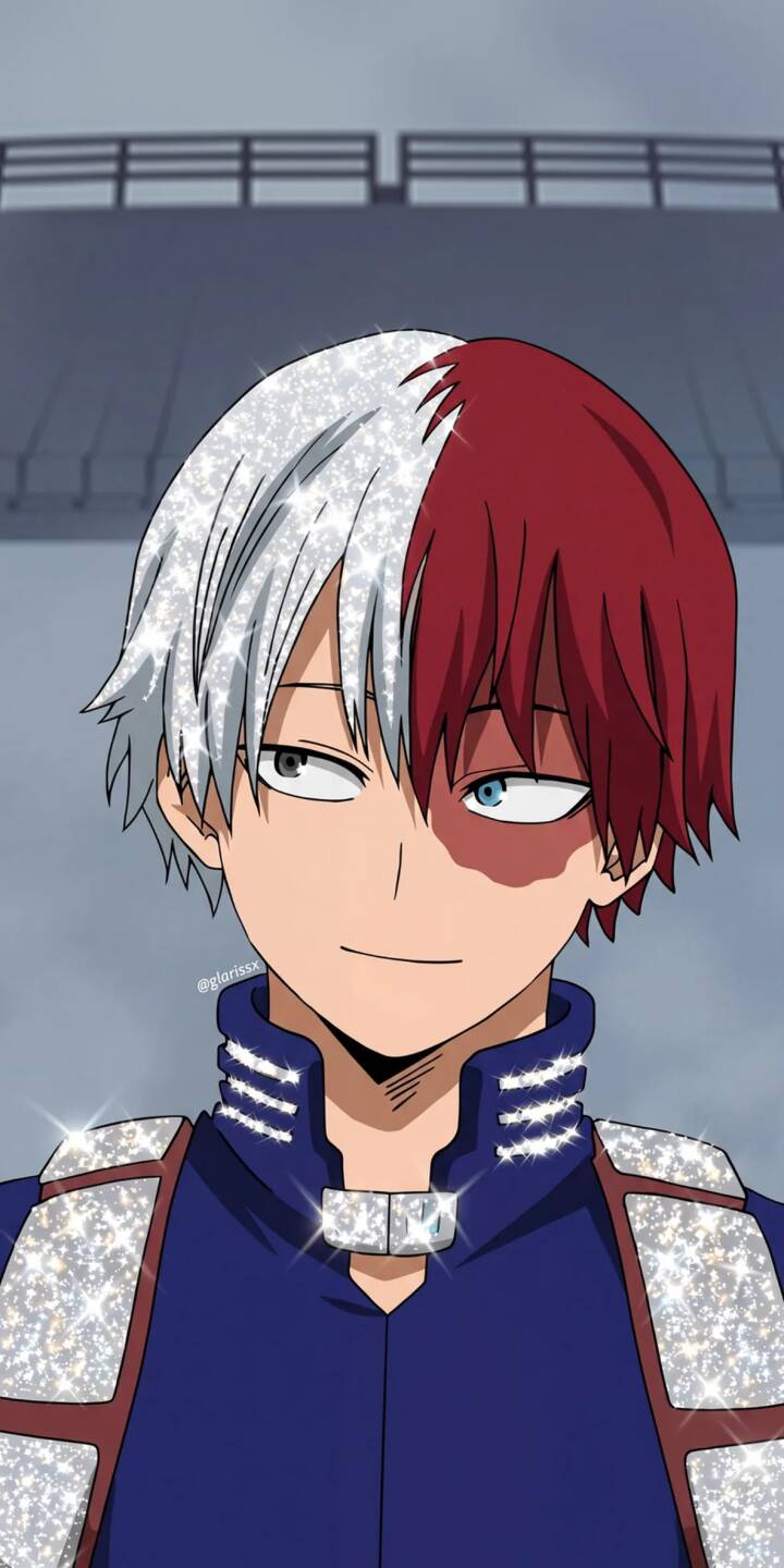 The glittering effect on Shoto Todoroki's white hair and uniform shines brightly, perfectly highlighting his iconic dual-colored appearance and confident smirk. This vibrant 4K wallpaper is an essential download for any My Hero Academia fan's iPhone. | anime iphone wallpaper shoto todoroki mobile 4k wallpaper hd wallpaper glitter my hero academia sparkle todoroki dual hair The glittering effect on Shoto Todoroki's white hair and uniform shines brightly, perfectly highlighting his iconic dual-colored appearance and confident smirk. This vibrant 4K wallpaper is an essential download for any My Hero Academia fan's iPhone.