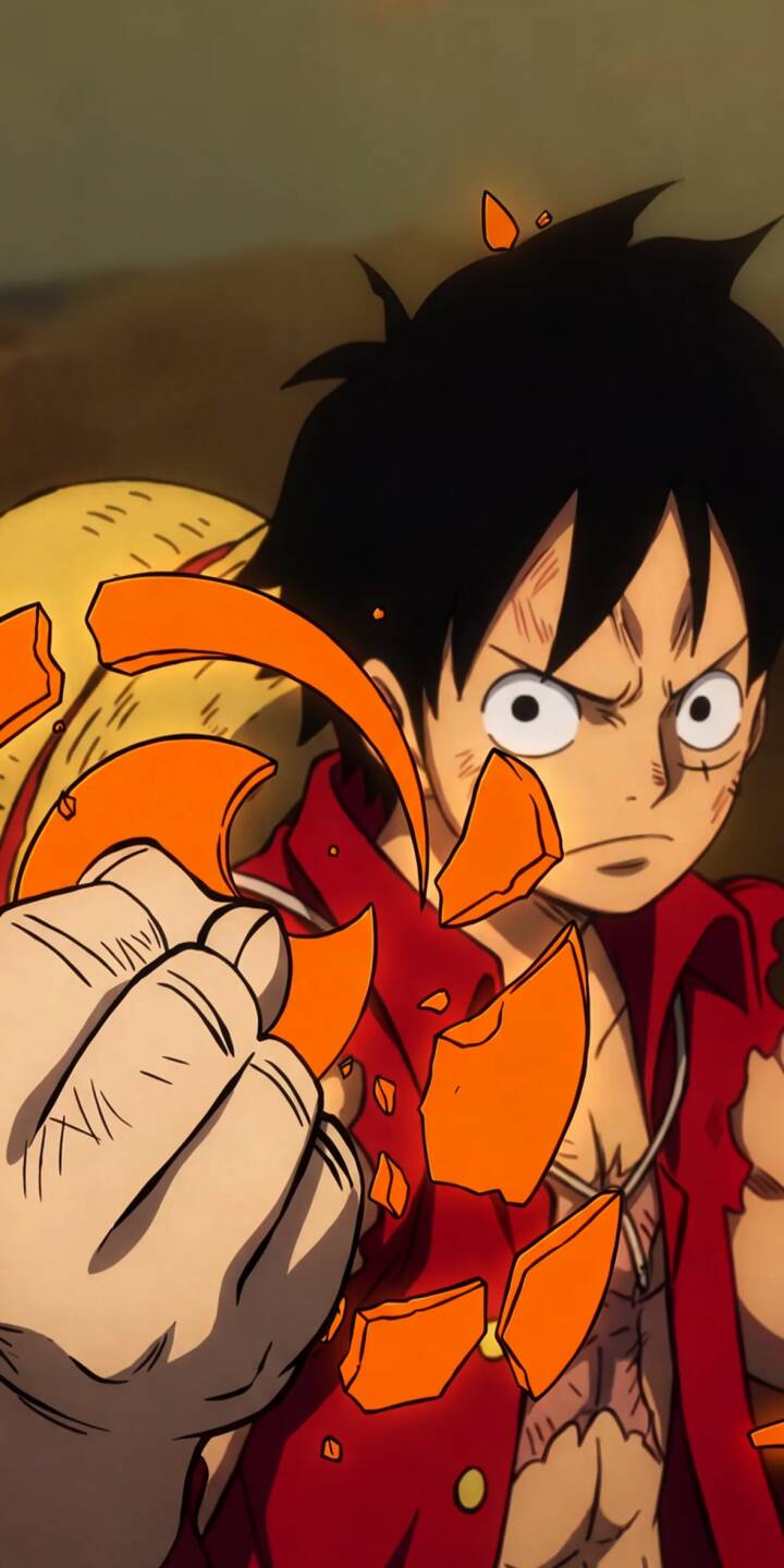 Orange fragments explode around Monkey D. Luffy's powerful fist as he lunges forward with a fiercely determined expression in this striking 4K wallpaper. This dynamic One Piece wallpaper is perfect for any iPhone, bringing epic anime action to your screen. | anime iphone one piece luffy wallpaper action mobile 4k wallpaper hd wallpaper straw hat epic monkey d luffy Orange fragments explode around Monkey D. Luffy's powerful fist as he lunges forward with a fiercely determined expression in this striking 4K wallpaper. This dynamic One Piece wallpaper is perfect for any iPhone, bringing epic anime action to your screen.