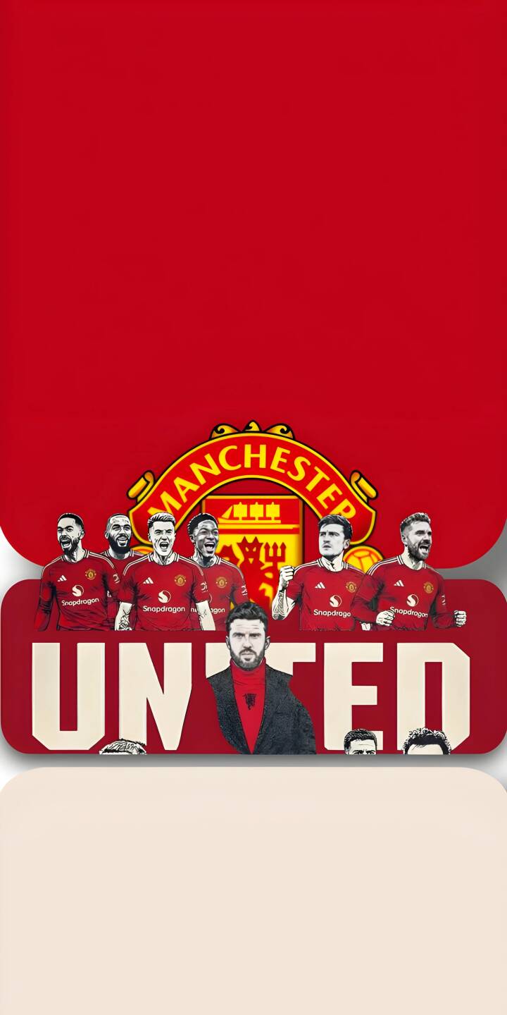 Stylized Manchester United players in vibrant red jerseys stand united under their iconic club crest in this striking 4K wallpaper. This dynamic football wallpaper for iPhone captures the spirit of the Red Devils, perfect for any fan's mobile background. | football illustration iphone soccer wallpaper players mobile manchester united 4k wallpaper hd wallpaper red devils man utd Stylized Manchester United players in vibrant red jerseys stand united under their iconic club crest in this striking 4K wallpaper. This dynamic football wallpaper for iPhone captures the spirit of the Red Devils, perfect for any fan's mobile background.
