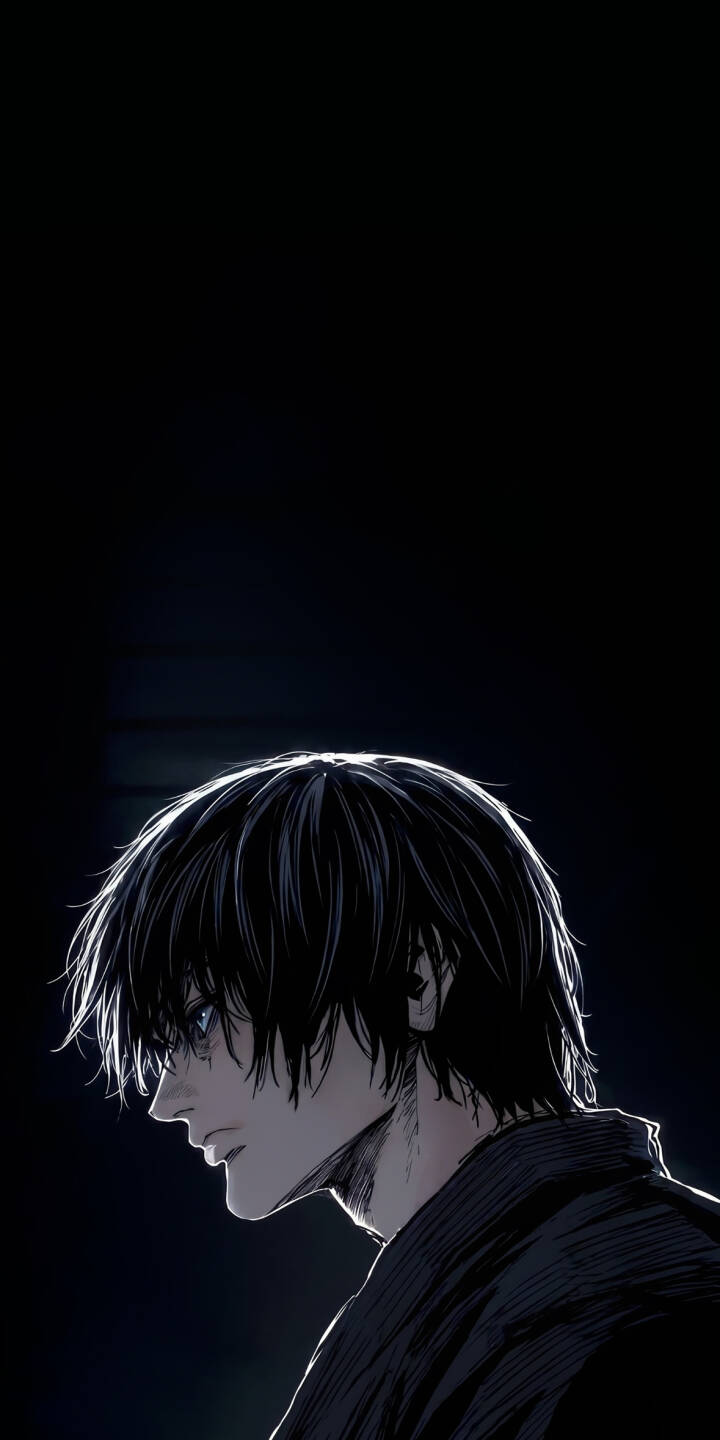 Subtle blue light dramatically illuminates the detailed profile of this mysterious anime character against a dark backdrop in this striking 4K wallpaper. This captivating wallpaper is perfect for personalizing your iPhone with an aesthetic, introspective mood. | aesthetic dark anime manga iphone character wallpaper mobile moody 4k wallpaper hd wallpaper brooding Subtle blue light dramatically illuminates the detailed profile of this mysterious anime character against a dark backdrop in this striking 4K wallpaper. This captivating wallpaper is perfect for personalizing your iPhone with an aesthetic, introspective mood.