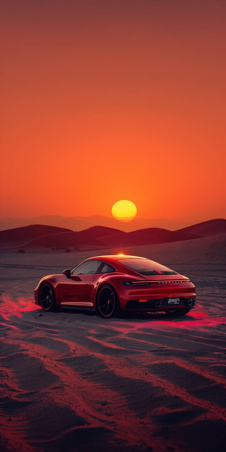 The intense orange glow of a desert sunset spectacularly bathes a sleek red Porsche in this breathtaking 4K wallpaper, casting a vibrant reddish light across the rippling sandy terrain. This dynamic automotive wallpaper for iPhone captures a truly electrifying aesthetic, perfect for any car enthusiast. | aesthetic sunset car sports car desert iphone porsche wallpaper mobile red car 4k wallpaper hd wallpaper The intense orange glow of a desert sunset spectacularly bathes a sleek red Porsche in this breathtaking 4K wallpaper, casting a vibrant reddish light across the rippling sandy terrain. This dynamic automotive wallpaper for iPhone captures a truly electrifying aesthetic, perfect for any car enthusiast.