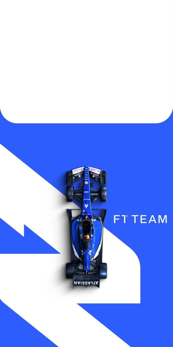 The vibrant blue F1 race car, featuring 'Atlassian' branding, is poised on a dynamic blue and white geometric background in this striking 4K wallpaper. This stunning overhead shot makes an epic racing wallpaper for iPhone. | blue race car iphone wallpaper f1 racing formula 1 mobile 4k wallpaper hd wallpaper geometric The vibrant blue F1 race car, featuring 'Atlassian' branding, is poised on a dynamic blue and white geometric background in this striking 4K wallpaper. This stunning overhead shot makes an epic racing wallpaper for iPhone.