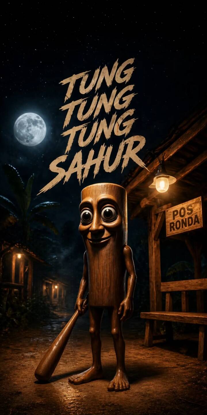 The whimsical wooden Sahur caller, with its wide eyes and an eerie smile, stands ready under a luminous full moon in this striking 4K wallpaper. This captivating scene of traditional Sahur wake-up calls makes a unique and cultural wallpaper for iPhone users. | night iphone wallpaper mobile full moon whimsical 4k wallpaper hd wallpaper sahur wooden character ramadan pos ronda The whimsical wooden Sahur caller, with its wide eyes and an eerie smile, stands ready under a luminous full moon in this striking 4K wallpaper. This captivating scene of traditional Sahur wake-up calls makes a unique and cultural wallpaper for iPhone users.