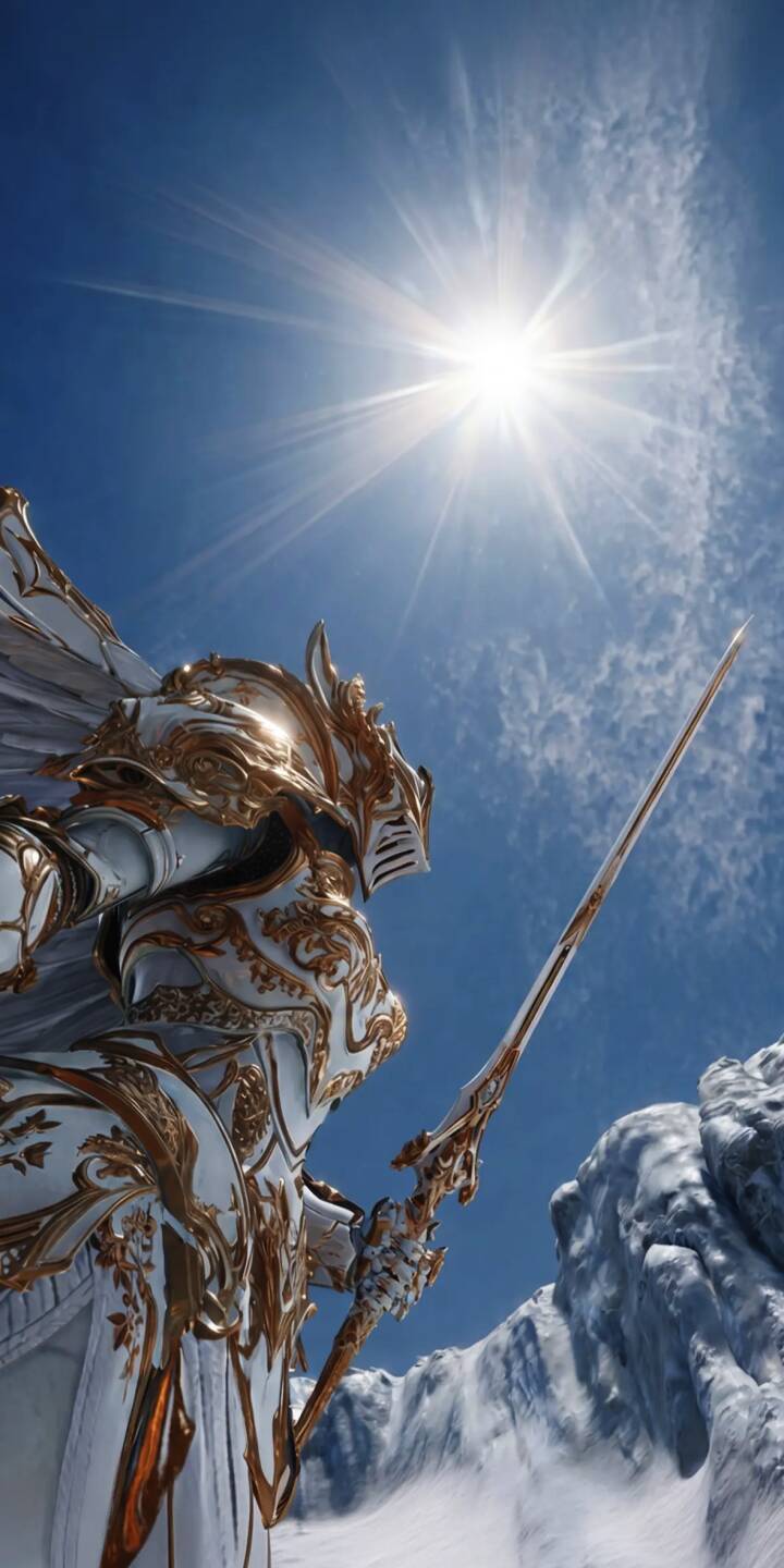 The brilliant sun casts dramatic light on an armored knight, emphasizing the ornate white and gold detailing of their suit in this striking 4K wallpaper — a truly epic wallpaper for iPhone users. | sword knight iphone fantasy wallpaper mobile 4k wallpaper hd wallpaper epic sunburst paladin gold armor The brilliant sun casts dramatic light on an armored knight, emphasizing the ornate white and gold detailing of their suit in this striking 4K wallpaper — a truly epic wallpaper for iPhone users.
