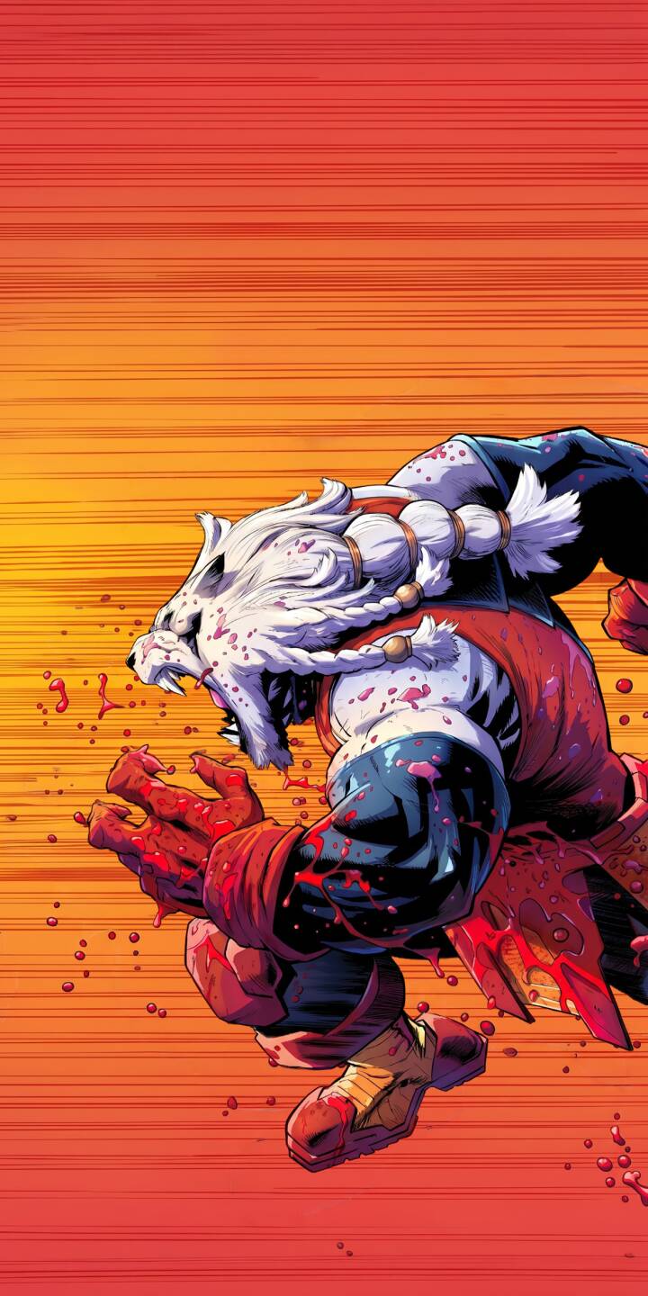 Blood splatters vividly across Battle Beast's white fur and armor as he lunges forward with a furious snarl in this dynamic 4K wallpaper for iPhone. This intense Invincible series wallpaper captures the character's brutal strength against a blurred orange and red background. | iphone wallpaper comic action invincible battle beast mobile bloody rage 4k wallpaper hd wallpaper epic Blood splatters vividly across Battle Beast's white fur and armor as he lunges forward with a furious snarl in this dynamic 4K wallpaper for iPhone. This intense Invincible series wallpaper captures the character's brutal strength against a blurred orange and red background.