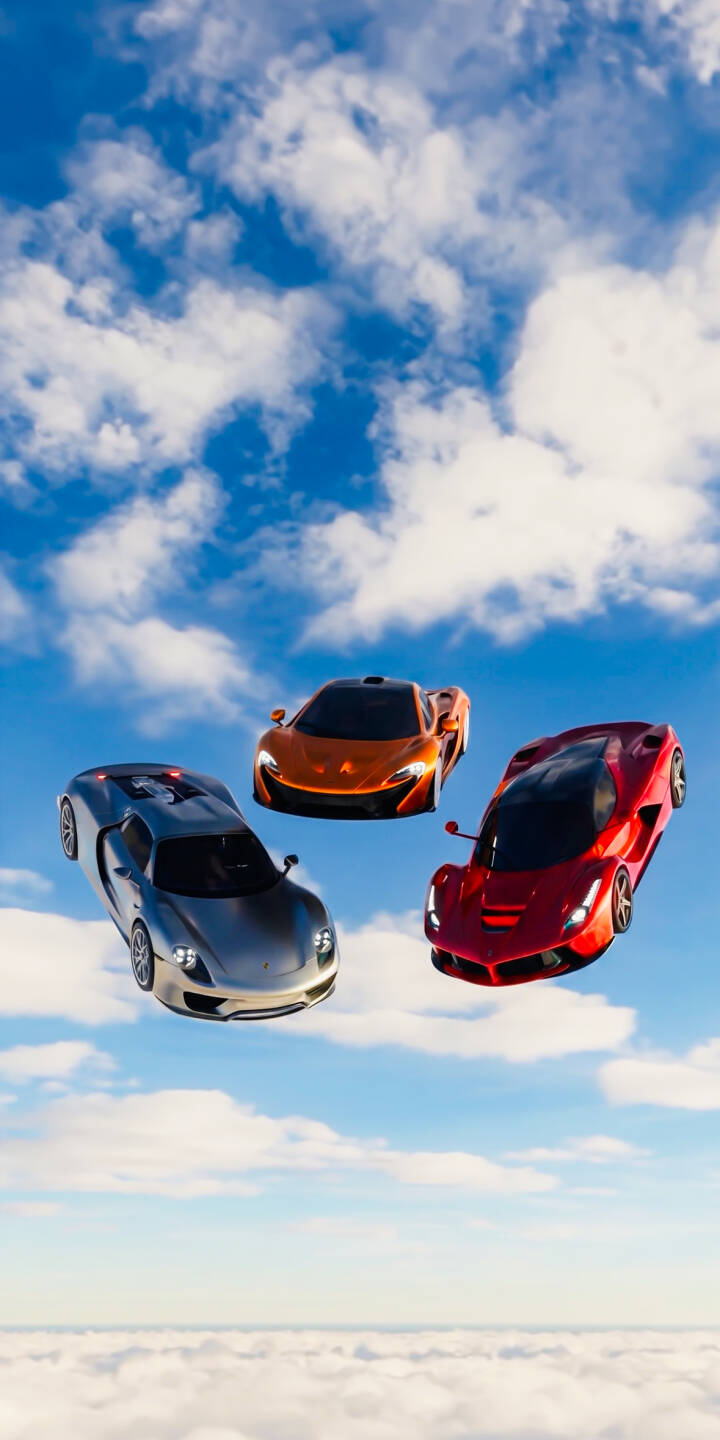 Three iconic hypercars – a silver Porsche 918, orange McLaren P1, and red Ferrari LaFerrari – appear to float weightlessly above a serene expanse of clouds in this breathtaking 4K wallpaper. This dynamic car wallpaper is an ultimate selection for iPhone users who appreciate automotive excellence. | sky iphone clouds wallpaper mobile mclaren p1 4k wallpaper hd wallpaper supercars hypercars porsche 918 ferrari laferrari Three iconic hypercars – a silver Porsche 918, orange McLaren P1, and red Ferrari LaFerrari – appear to float weightlessly above a serene expanse of clouds in this breathtaking 4K wallpaper. This dynamic car wallpaper is an ultimate selection for iPhone users who appreciate automotive excellence.