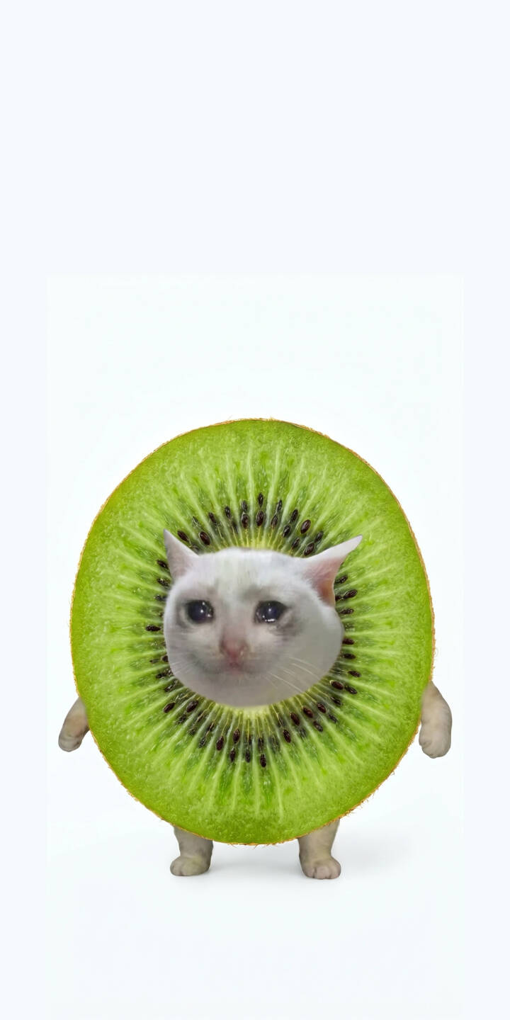 A teary-eyed white cat peeks out from the vibrant green cross-section of a walking kiwi fruit, creating a wonderfully bizarre 4K wallpaper. This unique and humorous kiwi cat meme wallpaper is perfect for any iPhone, adding a touch of quirky charm to your screen. | aesthetic meme funny cute iphone wallpaper mobile kiwi 4k wallpaper hd wallpaper crying cat sad cat meme kiwi fruit kiwi cat A teary-eyed white cat peeks out from the vibrant green cross-section of a walking kiwi fruit, creating a wonderfully bizarre 4K wallpaper. This unique and humorous kiwi cat meme wallpaper is perfect for any iPhone, adding a touch of quirky charm to your screen.
