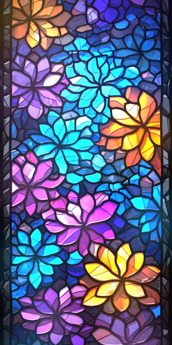 Glowing with brilliant blues, purples, and oranges, this mosaic-like stained glass floral pattern creates a stunning 4K wallpaper. It's a vibrant and artistic wallpaper, perfect for your iPhone. | aesthetic colorful iphone abstract wallpaper mosaic vibrant mobile floral 4k wallpaper hd wallpaper stained glass Glowing with brilliant blues, purples, and oranges, this mosaic-like stained glass floral pattern creates a stunning 4K wallpaper. It's a vibrant and artistic wallpaper, perfect for your iPhone.
