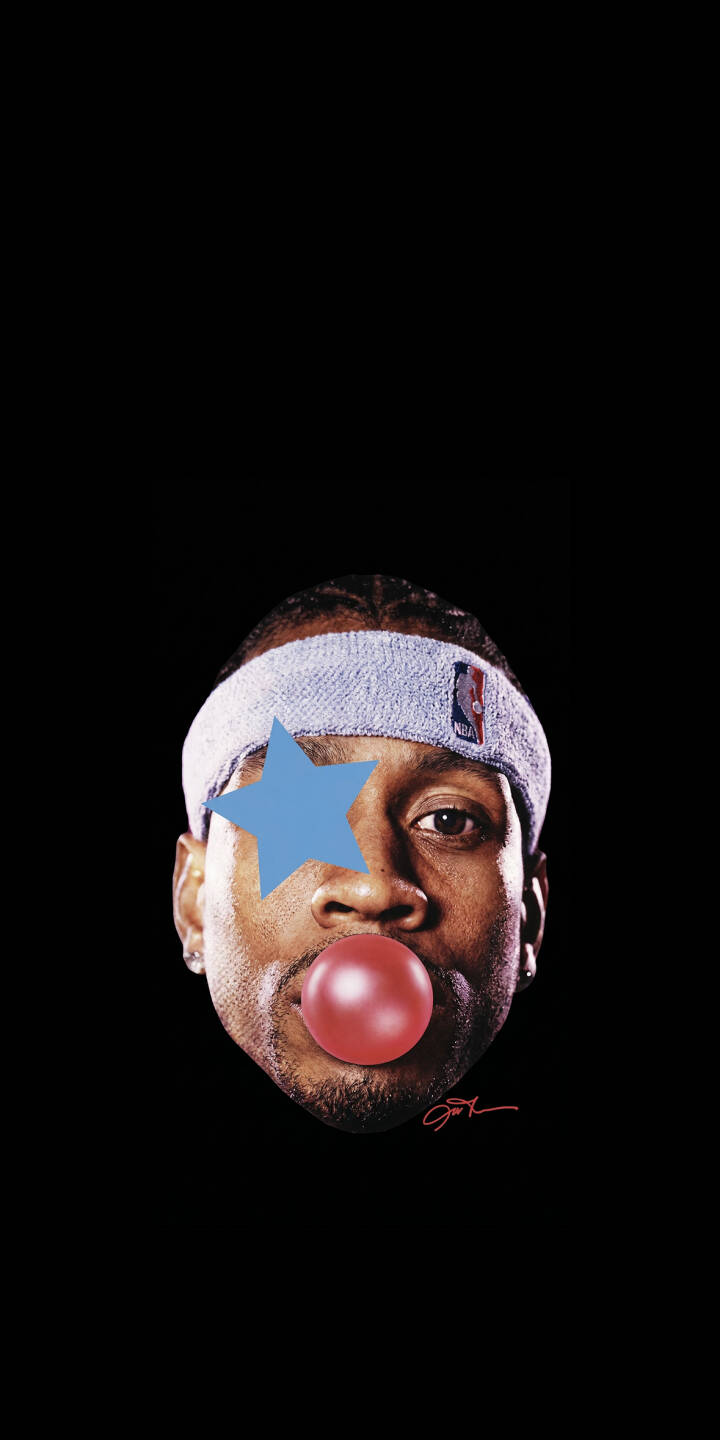 A vibrant pink bubblegum bubble is expertly blown by Allen Iverson, who sports a distinct blue star over his eye, making for an iconic 4K wallpaper perfect for iPhone screens. This stylish basketball legend wallpaper is a must-have for fans. | basketball nba iverson iphone wallpaper allen iverson mobile 4k wallpaper hd wallpaper iconic bubblegum the answer A vibrant pink bubblegum bubble is expertly blown by Allen Iverson, who sports a distinct blue star over his eye, making for an iconic 4K wallpaper perfect for iPhone screens. This stylish basketball legend wallpaper is a must-have for fans.