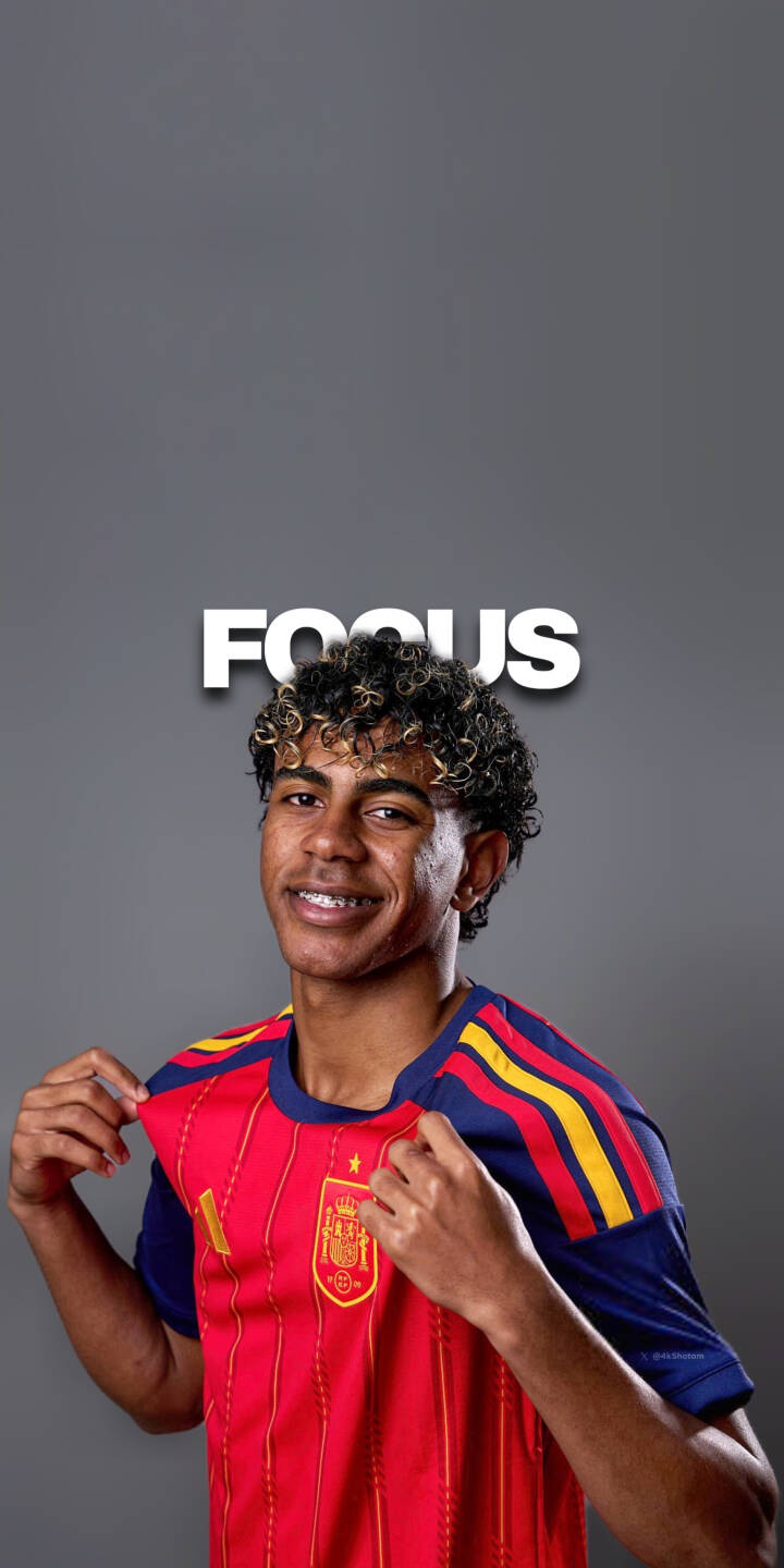 A radiant smile shines from the young footballer, sporting his red Spanish national team jersey and distinctive curly highlighted hair, making this 4K wallpaper a compelling choice for iPhone customization. With the word 'FOCUS' prominent above him, this vibrant wallpaper captures a moment of determined optimism. | football player focus iphone soccer spain wallpaper lamine yamal jersey mobile 4k wallpaper hd wallpaper curly hair A radiant smile shines from the young footballer, sporting his red Spanish national team jersey and distinctive curly highlighted hair, making this 4K wallpaper a compelling choice for iPhone customization. With the word 'FOCUS' prominent above him, this vibrant wallpaper captures a moment of determined optimism.