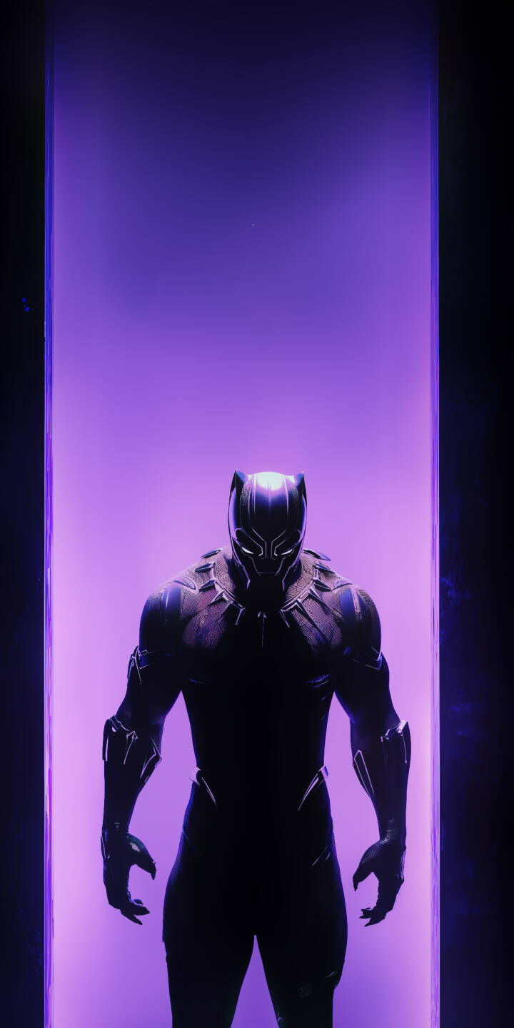 Bathed in a stunning electric purple light, Black Panther stands in his battle-ready vibranium suit, creating an epic 4K wallpaper. This dynamic wallpaper is perfect for any iPhone to showcase the legendary Wakandan king. | purple superhero neon marvel iphone wallpaper black panther mobile 4k wallpaper hd wallpaper tchalla vibranium Bathed in a stunning electric purple light, Black Panther stands in his battle-ready vibranium suit, creating an epic 4K wallpaper. This dynamic wallpaper is perfect for any iPhone to showcase the legendary Wakandan king.
