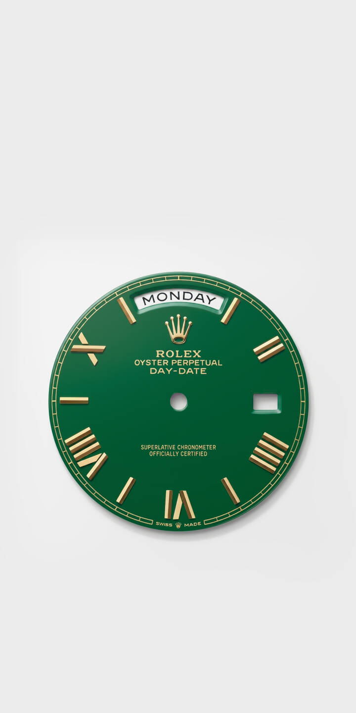 The vibrant green dial of a Rolex Day-Date watch face, accented with golden Roman numerals and showing 'MONDAY', creates a luxurious 4K wallpaper. This exquisite timepiece wallpaper is perfect for iPhone users desiring a touch of sophisticated elegance. | green gold watch iphone wallpaper rolex mobile elegant 4k wallpaper hd wallpaper daydate watch face The vibrant green dial of a Rolex Day-Date watch face, accented with golden Roman numerals and showing 'MONDAY', creates a luxurious 4K wallpaper. This exquisite timepiece wallpaper is perfect for iPhone users desiring a touch of sophisticated elegance.