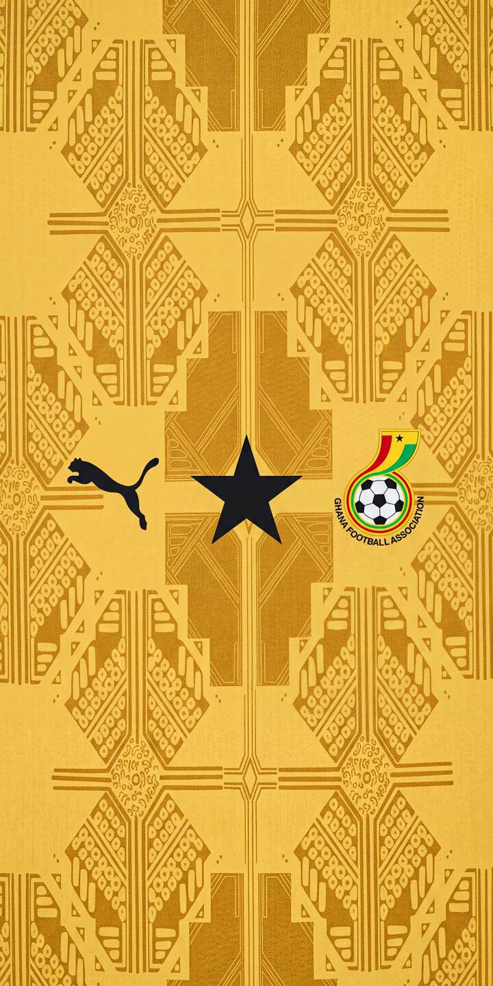 Show your support for Ghana at the FIFA World Cup 2026™ with this stunning 4K iPhone wallpaper. Crafted from the official Ghana away jersey texture, this wallpaper captures the true spirit of one of the 48 nations competing on the world's biggest stage. Perfect for fans heading into the tournament. | football iphone wallpaper puma mobile home 4k wallpaper hd wallpaper 2026 fifa world cup national team black stars fifa world cup gold pattern ghana fifa world cup 2026 world cup 2026 fifa 2026 jersey 2026 gfa away away kits home kits Show your support for Ghana at the FIFA World Cup 2026™ with this stunning 4K iPhone wallpaper. Crafted from the official Ghana away jersey texture, this wallpaper captures the true spirit of one of the 48 nations competing on the world's biggest stage. Perfect for fans heading into the tournament.