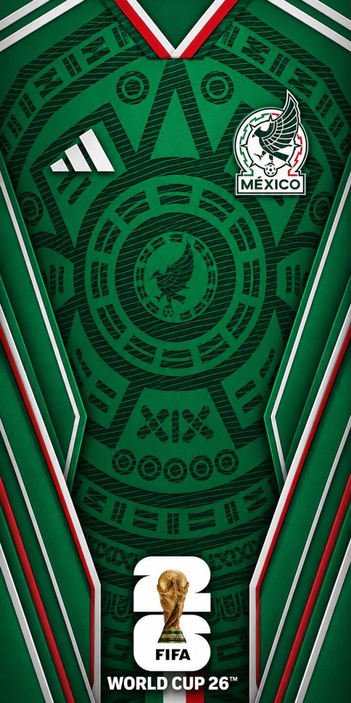 The vibrant green fabric adorned with intricate Aztec-inspired patterns creates an iconic design for this Mexico FIFA World Cup 2026 kit wallpaper. Show your team spirit with this dynamic 4K wallpaper for iPhone, featuring the iconic World Cup trophy and national crest. | football iphone adidas wallpaper mobile 4k wallpaper hd wallpaper sport aesthetic mexico fifa world cup 2026 mexico jersey aztec design The vibrant green fabric adorned with intricate Aztec-inspired patterns creates an iconic design for this Mexico FIFA World Cup 2026 kit wallpaper. Show your team spirit with this dynamic 4K wallpaper for iPhone, featuring the iconic World Cup trophy and national crest.