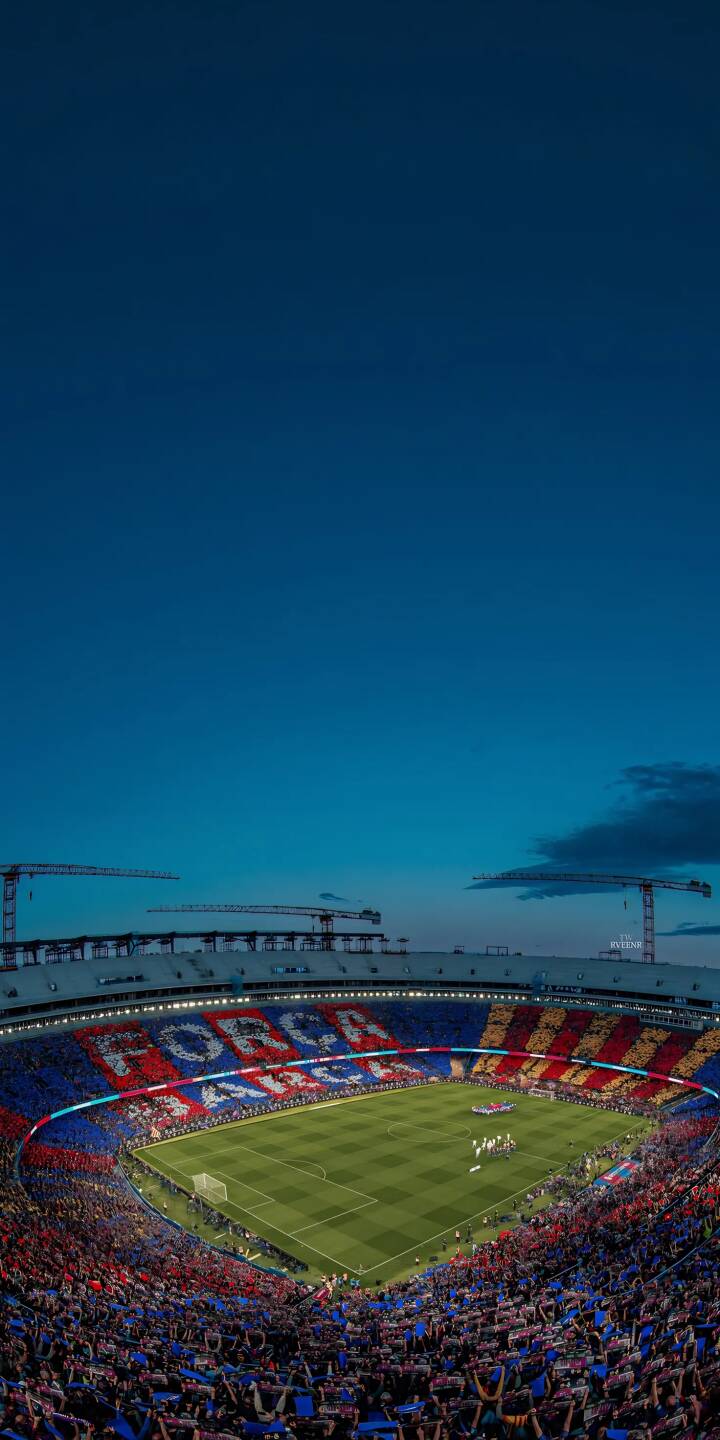 The vibrant 'FORÇA' mosaic glows brightly across the stands in this impressive 4K Camp Nou wallpaper, capturing the electric atmosphere of the stadium at night—an essential wallpaper for any iPhone fan. | football stadium night crowd iphone wallpaper sport fc barcelona mobile 4k wallpaper hd wallpaper camp nou The vibrant 'FORÇA' mosaic glows brightly across the stands in this impressive 4K Camp Nou wallpaper, capturing the electric atmosphere of the stadium at night—an essential wallpaper for any iPhone fan.
