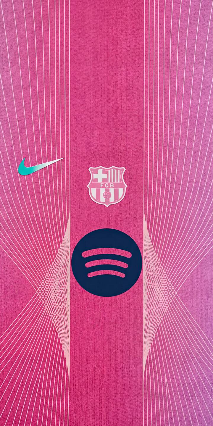 Radiant pink fabric with dynamic white lines creates a futuristic backdrop for the iconic FC Barcelona crest, Nike swoosh, and Spotify logo in this stunning 4K wallpaper. This eye-catching wallpaper is perfectly tailored for your iPhone, showcasing your club pride. | pink football nike iphone wallpaper barca jersey fc barcelona mobile spotify 4k wallpaper hd wallpaper Radiant pink fabric with dynamic white lines creates a futuristic backdrop for the iconic FC Barcelona crest, Nike swoosh, and Spotify logo in this stunning 4K wallpaper. This eye-catching wallpaper is perfectly tailored for your iPhone, showcasing your club pride.