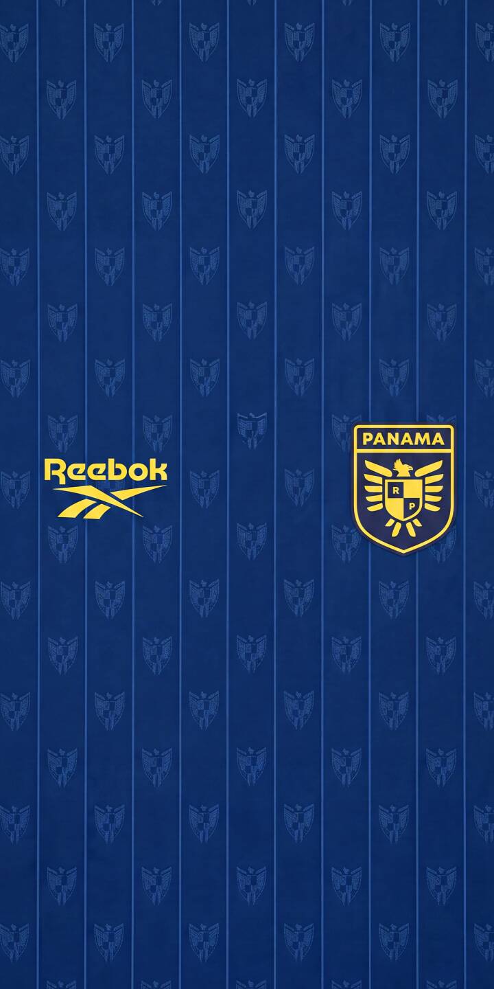 The deep blue hue of this stunning 4K wallpaper showcases the iconic Panama national football team crest, along with a prominent yellow Reebok logo and a subtle repeating pattern of smaller emblems, making it a perfect mobile wallpaper for iPhone. | football blue crest iphone soccer wallpaper jersey mobile 4k wallpaper hd wallpaper panama reebok The deep blue hue of this stunning 4K wallpaper showcases the iconic Panama national football team crest, along with a prominent yellow Reebok logo and a subtle repeating pattern of smaller emblems, making it a perfect mobile wallpaper for iPhone.