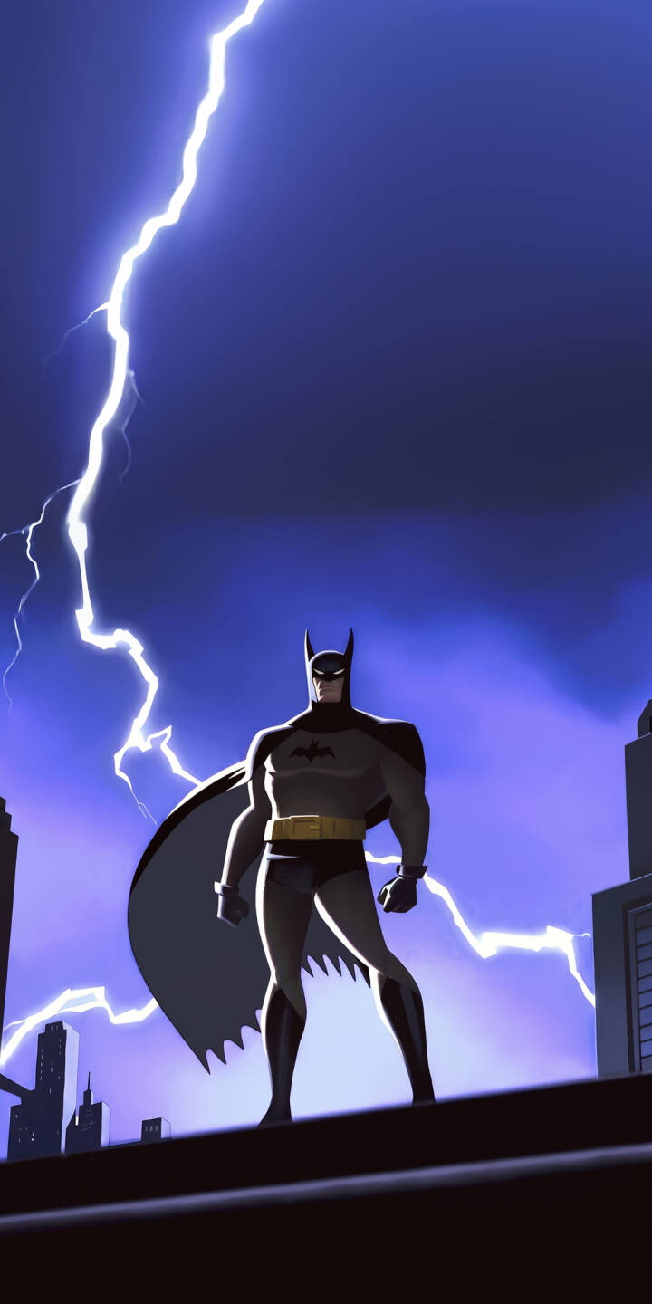 Striking white lightning illuminates Batman as he stands vigilantly on a Gotham rooftop in this iconic 4K animated series wallpaper for iPhone. This compelling wallpaper captures the Dark Knight's stoic gaze and the dramatic stormy sky, making it an essential download for fans. | lightning superhero batman iphone wallpaper dark knight mobile 4k wallpaper hd wallpaper bruce wayne animated series dc comics Striking white lightning illuminates Batman as he stands vigilantly on a Gotham rooftop in this iconic 4K animated series wallpaper for iPhone. This compelling wallpaper captures the Dark Knight's stoic gaze and the dramatic stormy sky, making it an essential download for fans.