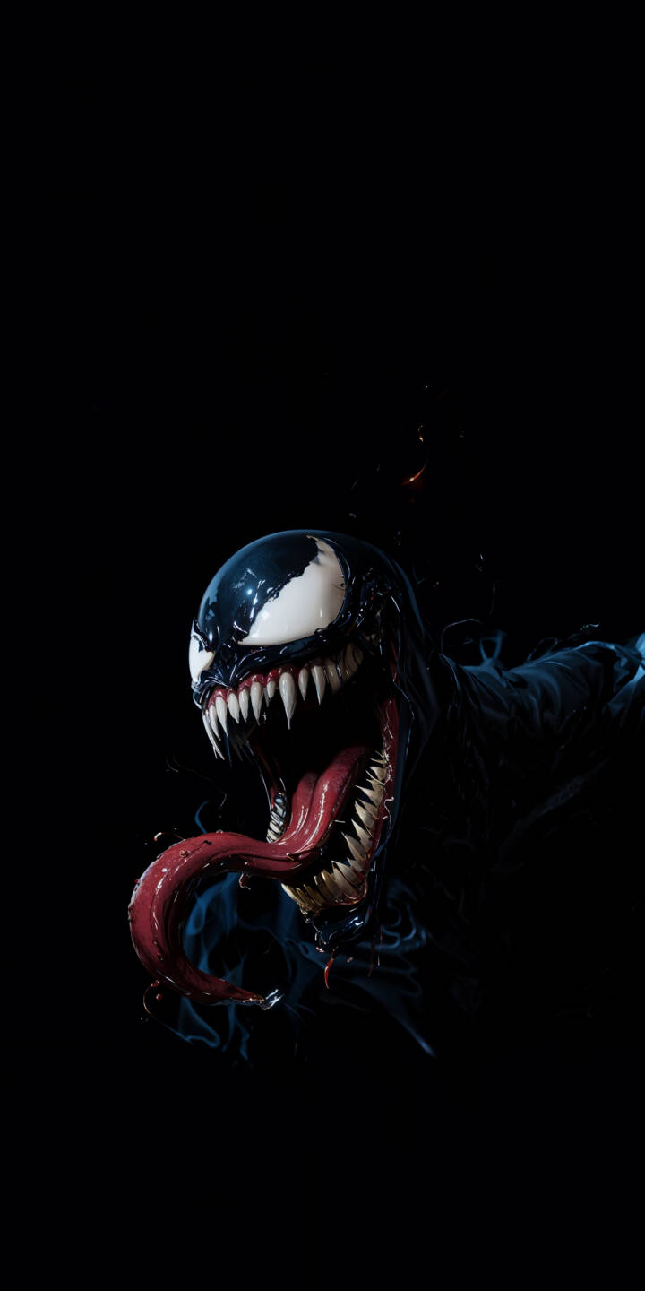 Venom's horrifying maw gapes wide, revealing a jungle of razor-sharp teeth and a long, coiling red tongue in this intense 4K wallpaper. This dark, cinematic wallpaper, featuring his iconic white eyes against a black void, is a must-have for any iPhone showcasing the sinister symbiote. | dark marvel iphone venom wallpaper mobile fangs 4k wallpaper hd wallpaper menacing symbiote supervillain Venom's horrifying maw gapes wide, revealing a jungle of razor-sharp teeth and a long, coiling red tongue in this intense 4K wallpaper. This dark, cinematic wallpaper, featuring his iconic white eyes against a black void, is a must-have for any iPhone showcasing the sinister symbiote.