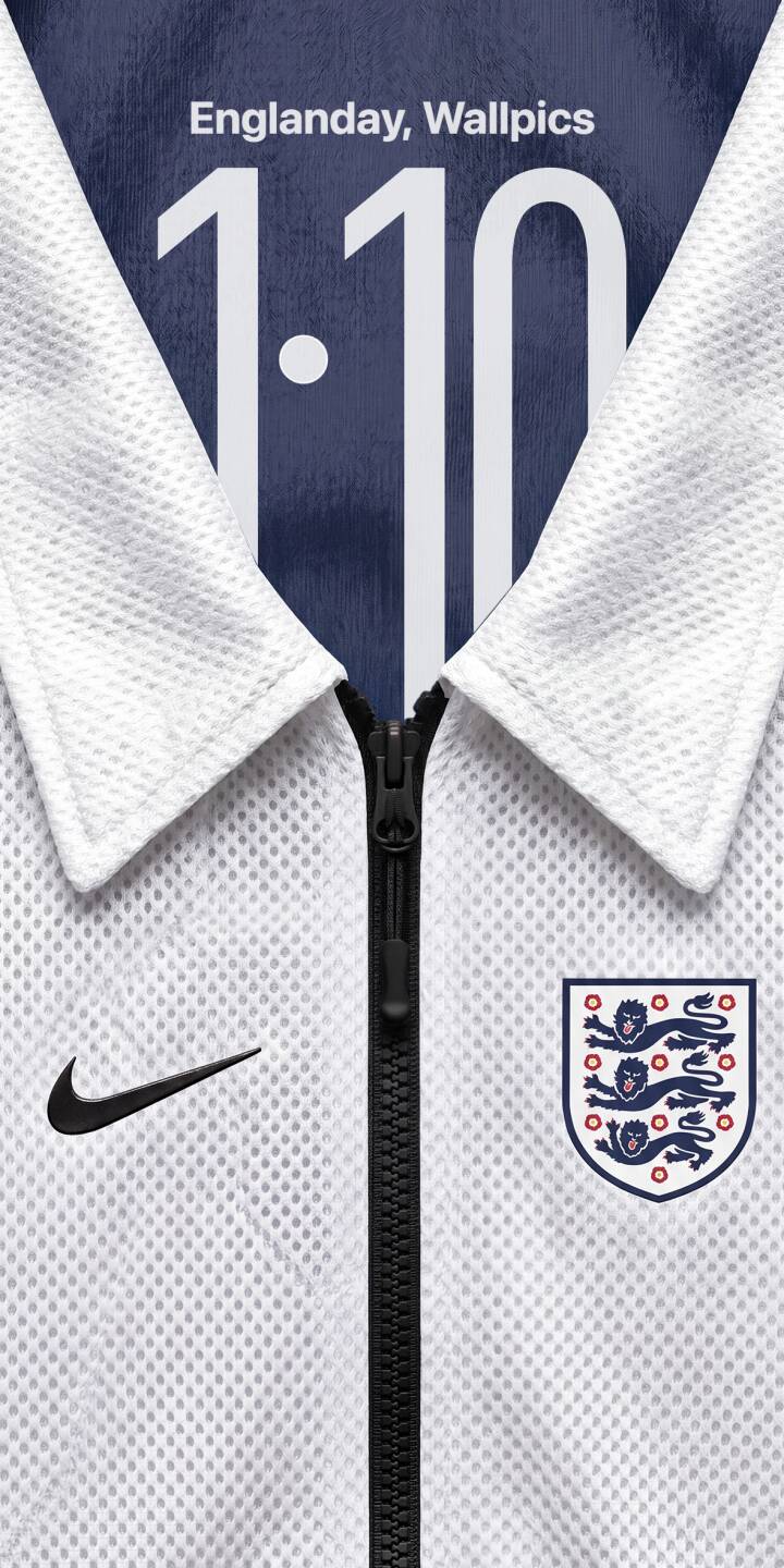 The crisp white textured fabric of the England home kit jersey, complete with a stark black zipper and the iconic three lions crest, creates a clean 4K wallpaper for your iPhone. This minimalist design makes a perfect football-themed wallpaper for any fan. | sports football white crest nike iphone wallpaper jersey mobile 4k wallpaper hd wallpaper england The crisp white textured fabric of the England home kit jersey, complete with a stark black zipper and the iconic three lions crest, creates a clean 4K wallpaper for your iPhone. This minimalist design makes a perfect football-themed wallpaper for any fan.