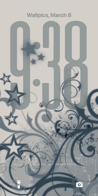 Frutiger Aero grey swirling floral stars iPhone 4K wallpaper