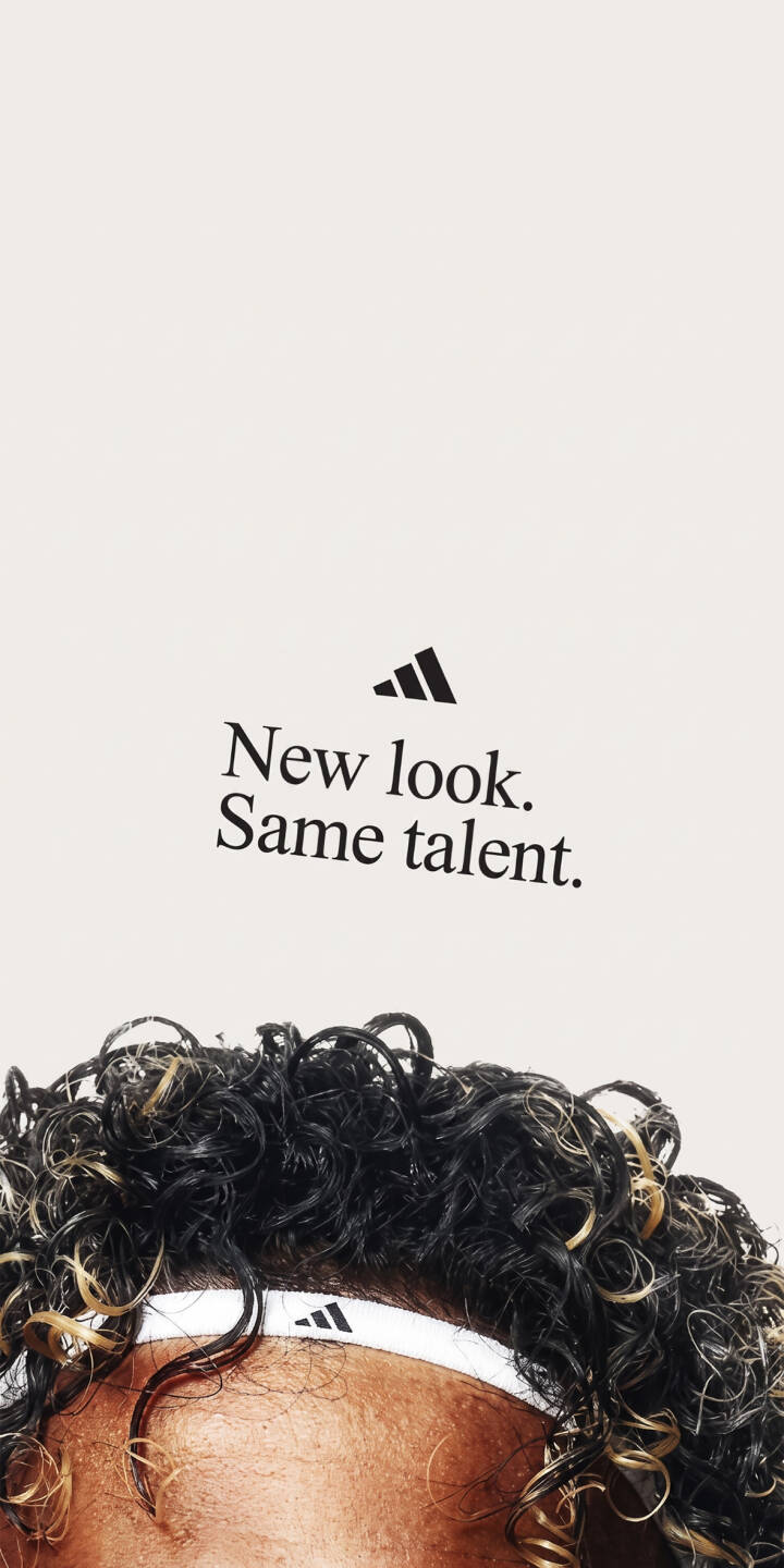 The uplifting message 'New look. Same talent.' by Adidas stands boldly above textured curly hair and a white headband in this striking 4K wallpaper. This clean and inspiring wallpaper for iPhone showcases natural athletic style against a minimalist backdrop. | sports aesthetic iphone minimalist adidas wallpaper headband mobile 4k wallpaper hd wallpaper curly hair inspirational The uplifting message 'New look. Same talent.' by Adidas stands boldly above textured curly hair and a white headband in this striking 4K wallpaper. This clean and inspiring wallpaper for iPhone showcases natural athletic style against a minimalist backdrop.