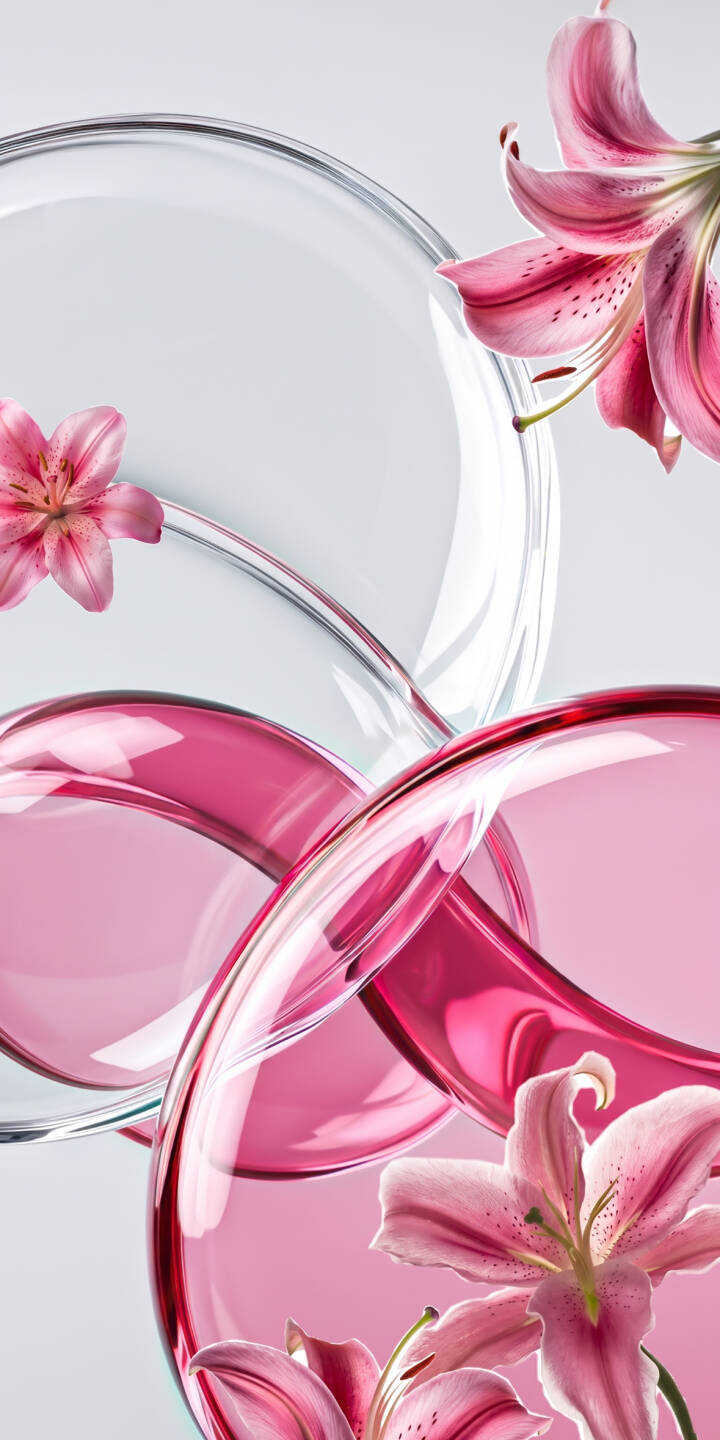 Bright pink lilies with delicate speckles elegantly complement the flowing translucent fuchsia glass swirls in this vibrant 4K wallpaper, creating a sophisticated abstract wallpaper perfect for your iPhone. | aesthetic iphone glass abstract wallpaper mobile floral 4k wallpaper hd wallpaper fuchsia lilies pink lily Bright pink lilies with delicate speckles elegantly complement the flowing translucent fuchsia glass swirls in this vibrant 4K wallpaper, creating a sophisticated abstract wallpaper perfect for your iPhone.