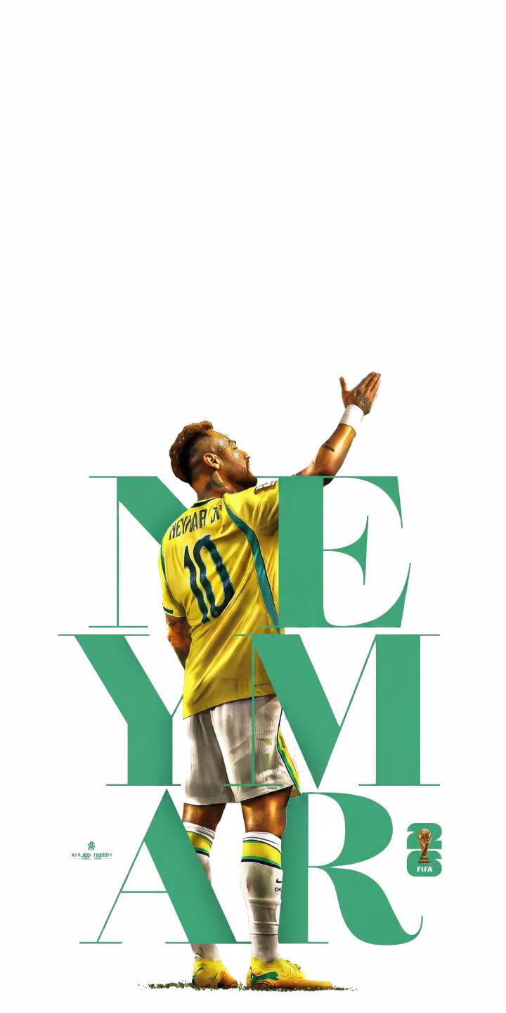 Neymar Jr, in his iconic yellow Brazil number 10 jersey, strikes a celebratory pose with arm raised against a pristine white background in this stunning 4K wallpaper. The bold green 'NEYMAR' graphic adds a dynamic touch to this must-have wallpaper for iPhone, perfect for football fans. | sports football athlete iphone soccer wallpaper brazil neymar mobile 4k wallpaper hd wallpaper neymar jr Neymar Jr, in his iconic yellow Brazil number 10 jersey, strikes a celebratory pose with arm raised against a pristine white background in this stunning 4K wallpaper. The bold green 'NEYMAR' graphic adds a dynamic touch to this must-have wallpaper for iPhone, perfect for football fans.