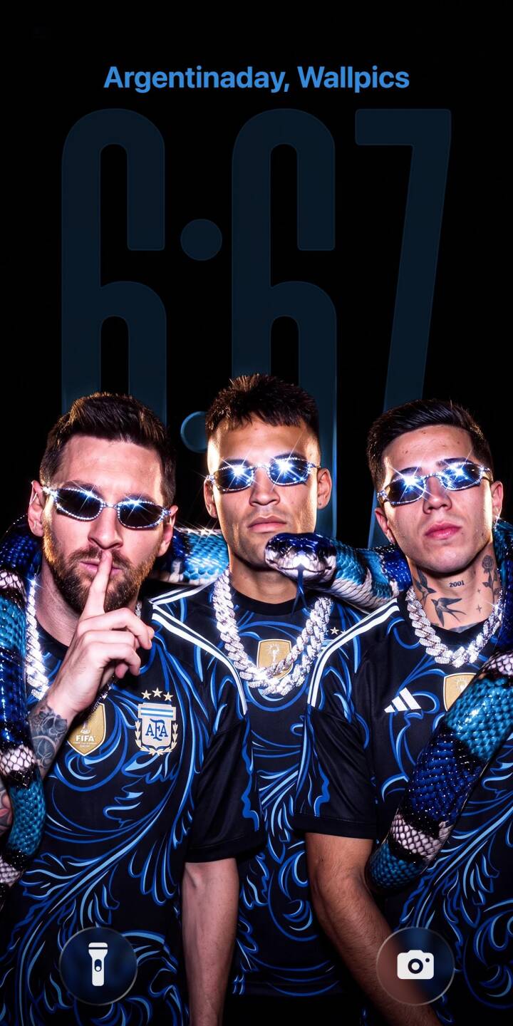 Lionel Messi gives a cool 'shush' while he and his Argentina teammates wear dazzling reflective sunglasses and a blue snake wraps around them in this stylish 4K wallpaper. This stunning wallpaper for iPhone perfectly captures the unique and celebratory vibe of the football stars. | sunglasses snake celebration iphone wallpaper lionel messi mobile 4k wallpaper hd wallpaper football players argentina team luxe Lionel Messi gives a cool 'shush' while he and his Argentina teammates wear dazzling reflective sunglasses and a blue snake wraps around them in this stylish 4K wallpaper. This stunning wallpaper for iPhone perfectly captures the unique and celebratory vibe of the football stars.
