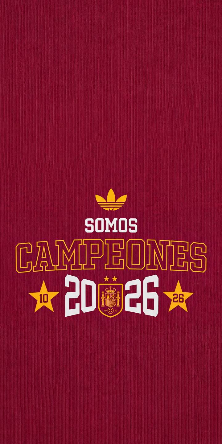 The vibrant deep red, ribbed fabric forms the backdrop for the bold gold 'Somos Campeones 2026' text, proudly featuring the Spanish national football team crest, creating an inspiring 4K wallpaper for your iPhone. This exclusive wallpaper celebrates future triumphs and national pride. | football gold red iphone spain adidas wallpaper champions mobile 4k wallpaper hd wallpaper somos campeones The vibrant deep red, ribbed fabric forms the backdrop for the bold gold 'Somos Campeones 2026' text, proudly featuring the Spanish national football team crest, creating an inspiring 4K wallpaper for your iPhone. This exclusive wallpaper celebrates future triumphs and national pride.