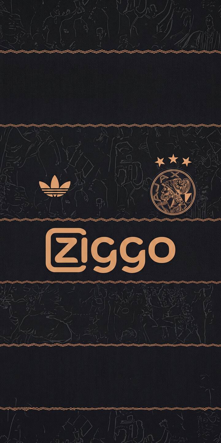 Copper-toned AFC Ajax, Adidas, and Ziggo logos shine against a deep black background, intricately detailed with subtle etched fan or historical patterns in this stunning 4K wallpaper. This dynamic club branding wallpaper is perfect for any passionate supporter's iPhone. | football iphone adidas wallpaper mobile 4k wallpaper hd wallpaper dark aesthetic ajax afc ajax club branding ziggo Copper-toned AFC Ajax, Adidas, and Ziggo logos shine against a deep black background, intricately detailed with subtle etched fan or historical patterns in this stunning 4K wallpaper. This dynamic club branding wallpaper is perfect for any passionate supporter's iPhone.