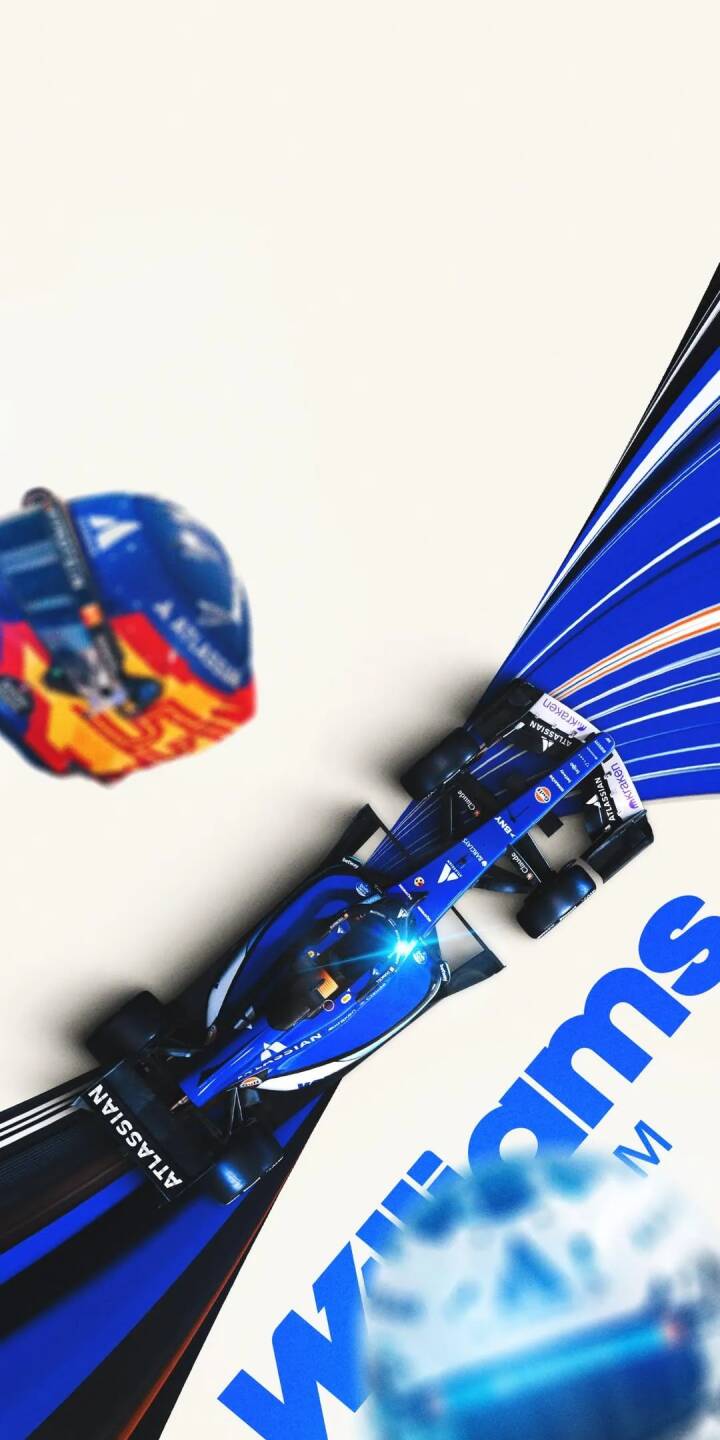 The vibrant blue Williams F1 car with its sleek "Atlassian" logo and a distinct blue-orange racing helmet are captured dynamically in this striking 4K wallpaper — a perfect mobile wallpaper for iPhone motorsport fans. | blue iphone motorsport dynamic wallpaper f1 racing williams formula 1 mobile 4k wallpaper hd wallpaper The vibrant blue Williams F1 car with its sleek "Atlassian" logo and a distinct blue-orange racing helmet are captured dynamically in this striking 4K wallpaper — a perfect mobile wallpaper for iPhone motorsport fans.