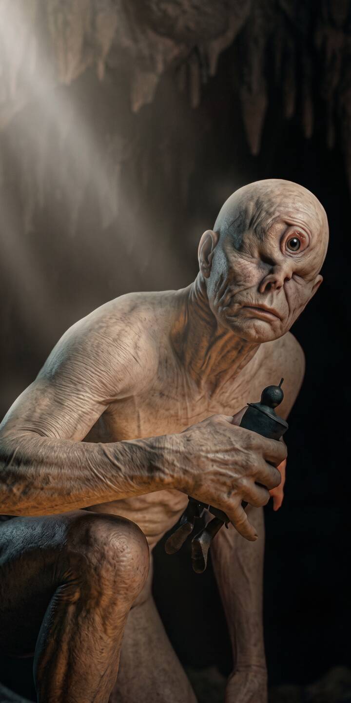 A single, intense eye pierces through the darkness under a stark beam of light, revealing the pale, wrinkled skin of this grim cyclops creature in a harrowing 4K wallpaper. This atmospheric cave scene with the mysterious being makes a truly unique wallpaper for iPhone users seeking a blend of myth and mystery. | dark monster cave iphone fantasy wallpaper mobile 4k wallpaper hd wallpaper cyclops creature cosmic nolan A single, intense eye pierces through the darkness under a stark beam of light, revealing the pale, wrinkled skin of this grim cyclops creature in a harrowing 4K wallpaper. This atmospheric cave scene with the mysterious being makes a truly unique wallpaper for iPhone users seeking a blend of myth and mystery.
