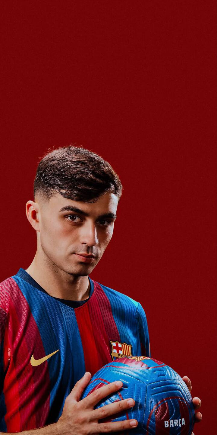 Pedri's intense gaze captures his focused energy, holding a vibrant blue and red FC Barcelona football against a bold red background in this striking 4K wallpaper for iPhone. It's a must-have wallpaper for any fan looking to showcase their support. | football iphone soccer barcelona wallpaper barca pedri fc barcelona mobile 4k wallpaper hd wallpaper red background Pedri's intense gaze captures his focused energy, holding a vibrant blue and red FC Barcelona football against a bold red background in this striking 4K wallpaper for iPhone. It's a must-have wallpaper for any fan looking to showcase their support.