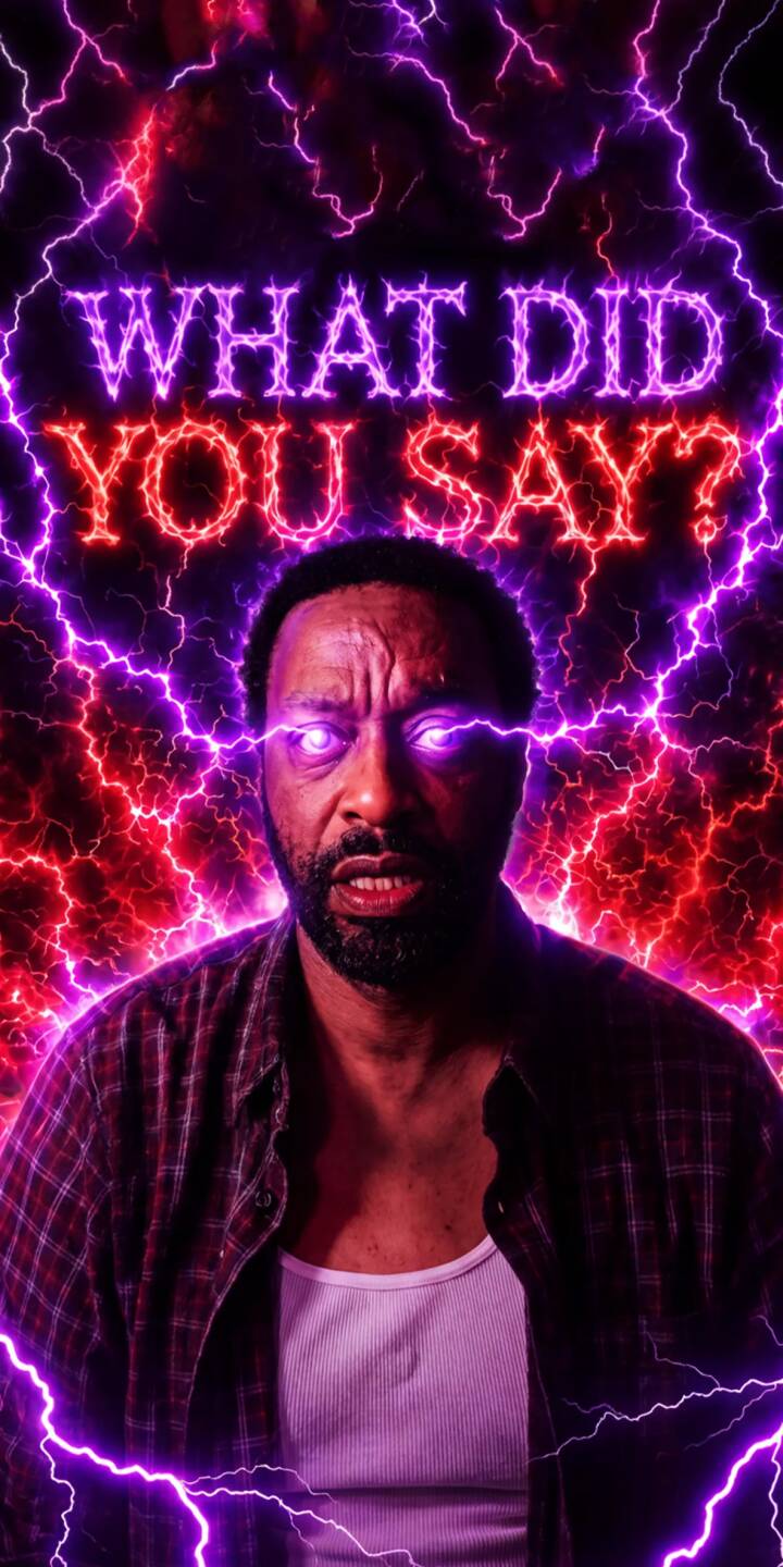 Glowing purple eyes radiate raw power from an intensely expressive man, surrounded by chaotic red and purple lightning in this striking 4K wallpaper. This captivating 'WHAT DID YOU SAY?' wallpaper for iPhone captures a moment of electrifying confrontation. | man lightning iphone wallpaper mobile rage 4k wallpaper hd wallpaper glowing eyes electricity intense backrooms clark Glowing purple eyes radiate raw power from an intensely expressive man, surrounded by chaotic red and purple lightning in this striking 4K wallpaper. This captivating 'WHAT DID YOU SAY?' wallpaper for iPhone captures a moment of electrifying confrontation.