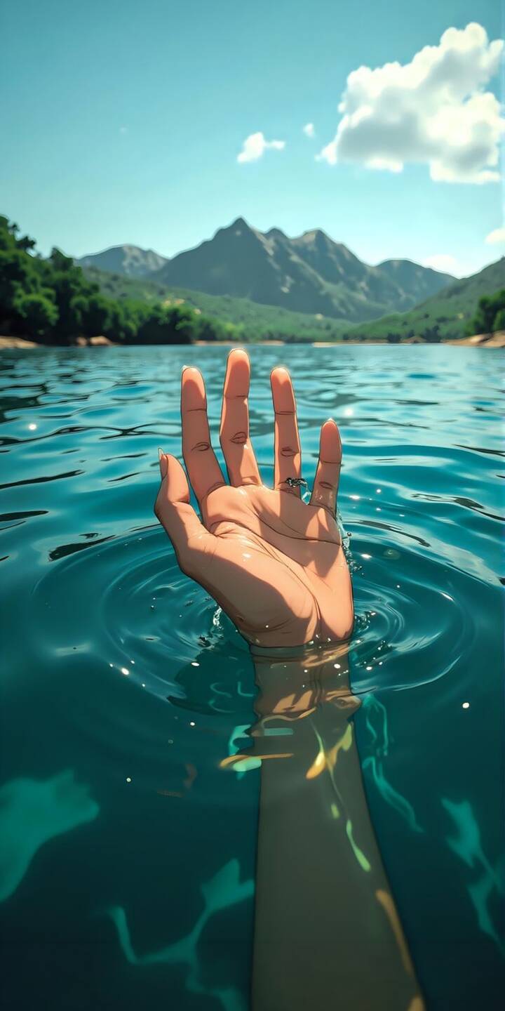 A graceful hand with a ring emerges from crystal-clear blue water, creating gentle ripples in this stunning 4K wallpaper. Distant green mountains and a bright blue sky complete this serene iPhone wallpaper experience. | hand water lake iphone nature mountains wallpaper mobile 4k wallpaper hd wallpaper serene A graceful hand with a ring emerges from crystal-clear blue water, creating gentle ripples in this stunning 4K wallpaper. Distant green mountains and a bright blue sky complete this serene iPhone wallpaper experience.