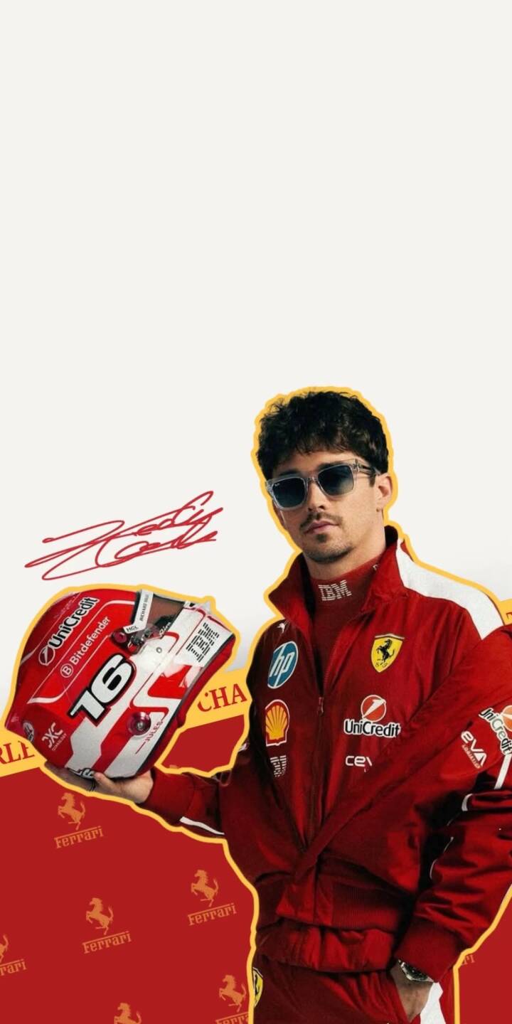 Posing coolly in sharp sunglasses, Charles Leclerc proudly displays his number 16 Ferrari helmet against a vibrant red and white backdrop in this striking 4K wallpaper, making it an essential wallpaper for iPhone fans. | helmet iphone ferrari wallpaper f1 racing charles leclerc formula 1 mobile 4k wallpaper hd wallpaper scuderia ferrari Posing coolly in sharp sunglasses, Charles Leclerc proudly displays his number 16 Ferrari helmet against a vibrant red and white backdrop in this striking 4K wallpaper, making it an essential wallpaper for iPhone fans.