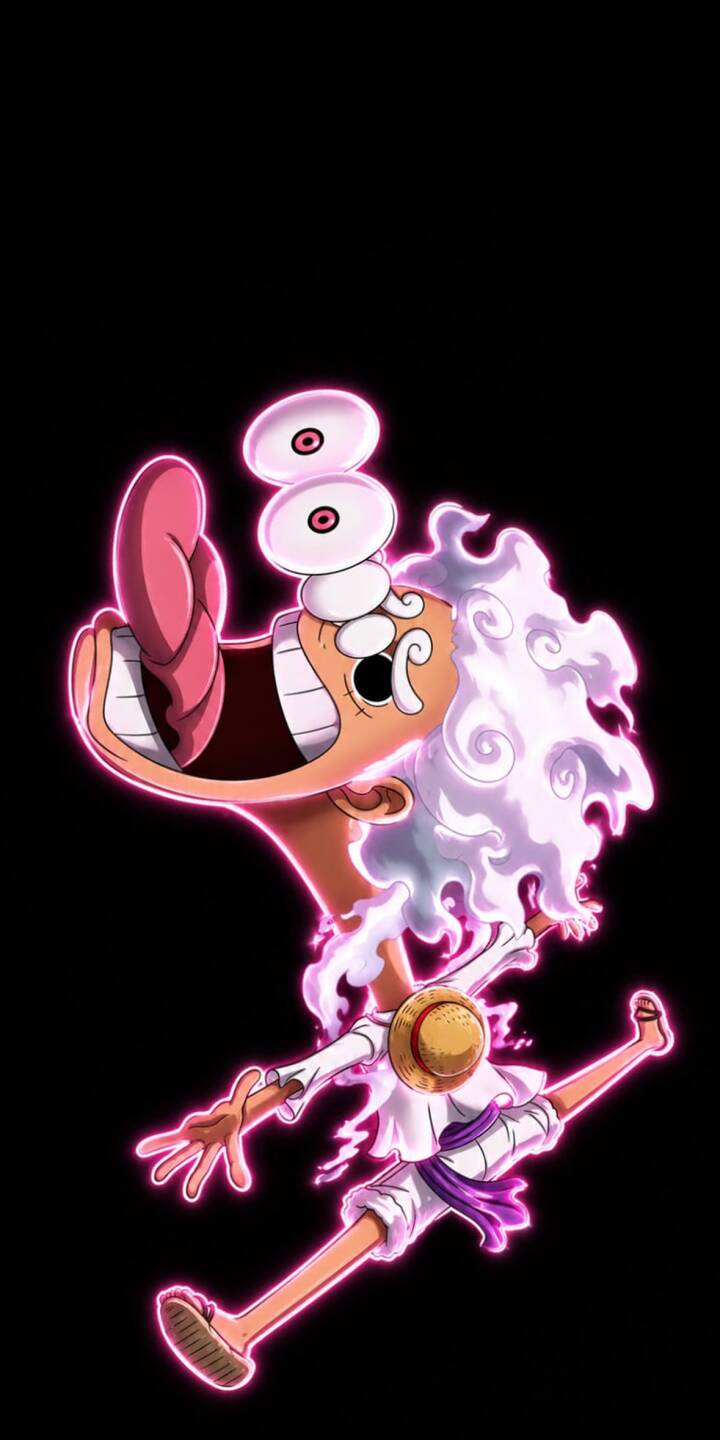 Monkey D. Luffy's exaggerated wide grin and distinct white, smoke-like hair radiate a vibrant pink glow in this dynamic 4K wallpaper, making it an epic iPhone wallpaper for fans of his Gear 5 transformation. | funny stretch anime iphone one piece luffy wallpaper mobile 4k wallpaper hd wallpaper gear 5 pink glow Monkey D. Luffy's exaggerated wide grin and distinct white, smoke-like hair radiate a vibrant pink glow in this dynamic 4K wallpaper, making it an epic iPhone wallpaper for fans of his Gear 5 transformation.