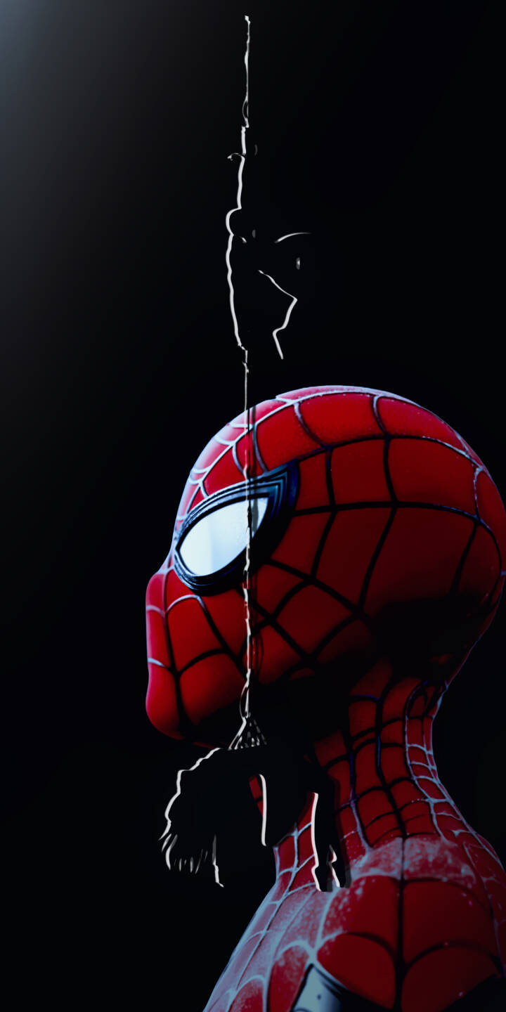 A striking close-up of Spider-Man's classic red and blue suit captures the iconic web-pattern and reflective white eye lenses against a dramatic dark background, making it an epic 4K wallpaper for iPhone. A small silhouette dangles mysteriously from a web-line in this captivating Spider-Man wallpaper. | dark superhero marvel spiderman iphone wallpaper comic mobile 4k wallpaper hd wallpaper spider-man iconic A striking close-up of Spider-Man's classic red and blue suit captures the iconic web-pattern and reflective white eye lenses against a dramatic dark background, making it an epic 4K wallpaper for iPhone. A small silhouette dangles mysteriously from a web-line in this captivating Spider-Man wallpaper.