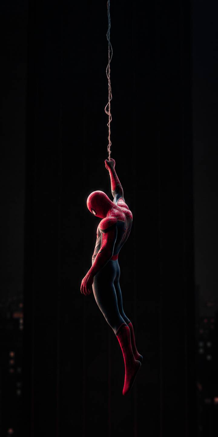 Spider-Man dramatically descends on a single strand of web, his iconic red and blue suit highlighted by a subtle glow against the dark city skyline in this stunning 4K wallpaper. This action-packed wallpaper is perfect for any iPhone, bringing heroic energy to your screen. | dark superhero marvel spiderman iphone wallpaper mobile 4k wallpaper hd wallpaper heroic spider-man web slinger Spider-Man dramatically descends on a single strand of web, his iconic red and blue suit highlighted by a subtle glow against the dark city skyline in this stunning 4K wallpaper. This action-packed wallpaper is perfect for any iPhone, bringing heroic energy to your screen.