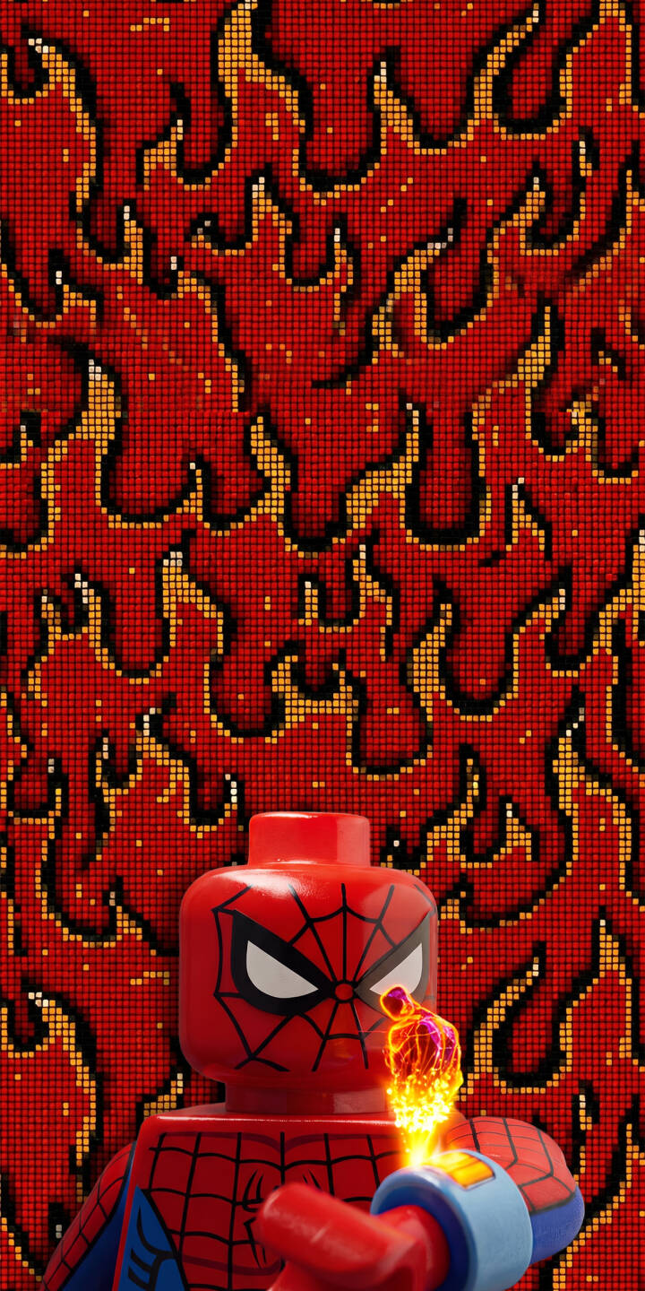 Pixelated flames in vibrant red and gold leap across the background, setting the scene for a dynamic 4K wallpaper. Lego Spider-Man readies his energised web-shooter in this striking visual, perfect as an iPhone wallpaper. | toy superhero lego iphone pixels wallpaper comic mobile flames 4k wallpaper hd wallpaper spider-man Pixelated flames in vibrant red and gold leap across the background, setting the scene for a dynamic 4K wallpaper. Lego Spider-Man readies his energised web-shooter in this striking visual, perfect as an iPhone wallpaper.