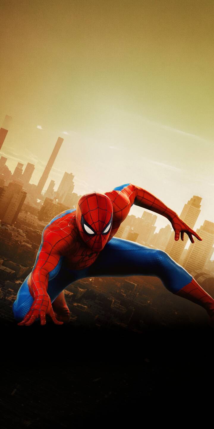 Clad in his iconic red and blue suit, Spider-Man strikes a dynamic crouched pose against a hazy, warm-toned city backdrop in this vibrant 4K wallpaper. This stunning wallpaper is perfect for iPhone users seeking a classic superhero look. | urban superhero marvel iphone wallpaper comic action peter parker mobile 4k wallpaper hd wallpaper spider-man Clad in his iconic red and blue suit, Spider-Man strikes a dynamic crouched pose against a hazy, warm-toned city backdrop in this vibrant 4K wallpaper. This stunning wallpaper is perfect for iPhone users seeking a classic superhero look.