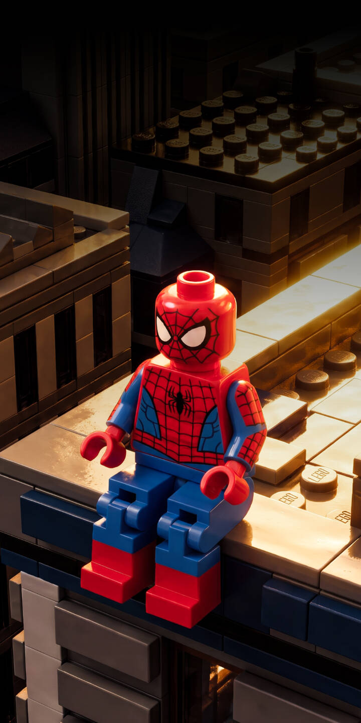 Golden sunlight strikingly illuminates the classic red and blue Lego Spider-Man minifigure as he sits thoughtfully on a dark brick-built rooftop, an incredible 4K wallpaper. This stunning image of the miniature hero makes for an epic iPhone wallpaper, ready for any mobile adventure. | superhero lego marvel iphone wallpaper spidey rooftop mobile 4k wallpaper hd wallpaper spider-man minifigure Golden sunlight strikingly illuminates the classic red and blue Lego Spider-Man minifigure as he sits thoughtfully on a dark brick-built rooftop, an incredible 4K wallpaper. This stunning image of the miniature hero makes for an epic iPhone wallpaper, ready for any mobile adventure.