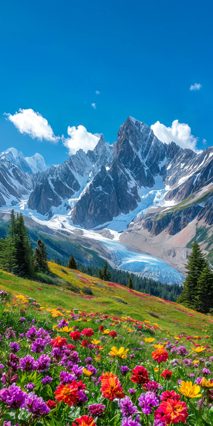 Vibrant red, purple, and yellow wildflowers bloom in the lush green foreground, creating a stunning contrast with the towering snow-capped peaks and bright blue glacier in this breathtaking 4K nature wallpaper. This serene landscape wallpaper is a perfect choice for your iPhone. | landscape iphone mountains wallpaper vibrant mobile 4k wallpaper hd wallpaper glacier scenic wildflowers Vibrant red, purple, and yellow wildflowers bloom in the lush green foreground, creating a stunning contrast with the towering snow-capped peaks and bright blue glacier in this breathtaking 4K nature wallpaper. This serene landscape wallpaper is a perfect choice for your iPhone.
