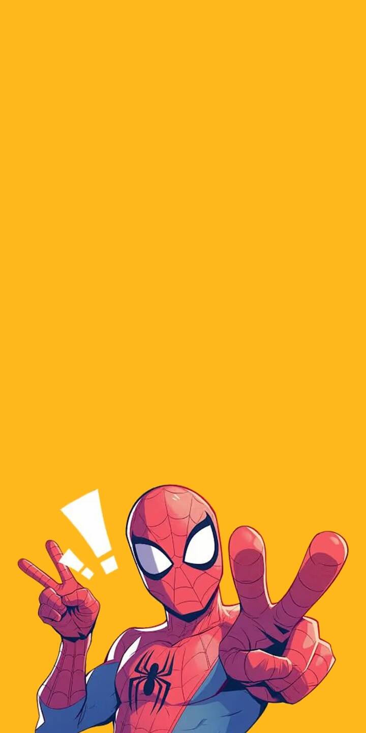 A vivid yellow background highlights Spider-Man as he throws up peace signs, radiating friendly neighborhood charm in this striking 4K wallpaper — a truly dynamic wallpaper for any iPhone, showcasing his iconic suit and playful attitude. | superhero marvel spiderman iphone wallpaper peace sign mobile comic art 4k wallpaper hd wallpaper spider-man playful A vivid yellow background highlights Spider-Man as he throws up peace signs, radiating friendly neighborhood charm in this striking 4K wallpaper — a truly dynamic wallpaper for any iPhone, showcasing his iconic suit and playful attitude.