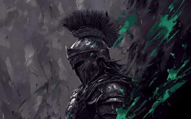 Vibrant green paint splatters erupt around this imposing 4K armored warrior, whose dark, reflective plating and distinctive black plume dominate this epic MacOS wallpaper. This detailed wallpaper captures a formidable presence perfect for any MacBook. | warrior dark green knight fantasy wallpaper macos 4k wallpaper hd wallpaper spartan macbook imac Vibrant green paint splatters erupt around this imposing 4K armored warrior, whose dark, reflective plating and distinctive black plume dominate this epic MacOS wallpaper. This detailed wallpaper captures a formidable presence perfect for any MacBook.