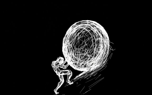 The striking black background accentuates a lone white, sketch-style figure strenuously pushing a massive, scribbled sphere uphill. This compelling 4K wallpaper captures the essence of perseverance for your MacOS or MacBook display, creating a profound desktop wallpaper experience. | minimalist wallpaper black and white macos 4k wallpaper hd wallpaper struggle sketch art existential macbook imac sisyphus The striking black background accentuates a lone white, sketch-style figure strenuously pushing a massive, scribbled sphere uphill. This compelling 4K wallpaper captures the essence of perseverance for your MacOS or MacBook display, creating a profound desktop wallpaper experience.