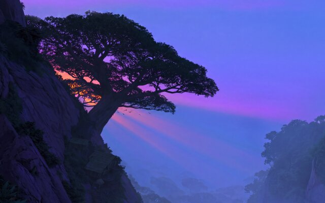 Vibrant purple and pink light rays pierce the ethereal sky, dramatically silhouetting a majestic ancient tree perched high on a rugged cliffside. This breathtaking 4K wallpaper offers a serene view of the misty valley below and hidden dwellings, creating an immersive experience for your MacBook or MacOS desktop wallpaper. | sunset fantasy wallpaper macos 4k wallpaper hd wallpaper light rays purple sky macbook imac ancient tree Vibrant purple and pink light rays pierce the ethereal sky, dramatically silhouetting a majestic ancient tree perched high on a rugged cliffside. This breathtaking 4K wallpaper offers a serene view of the misty valley below and hidden dwellings, creating an immersive experience for your MacBook or MacOS desktop wallpaper.